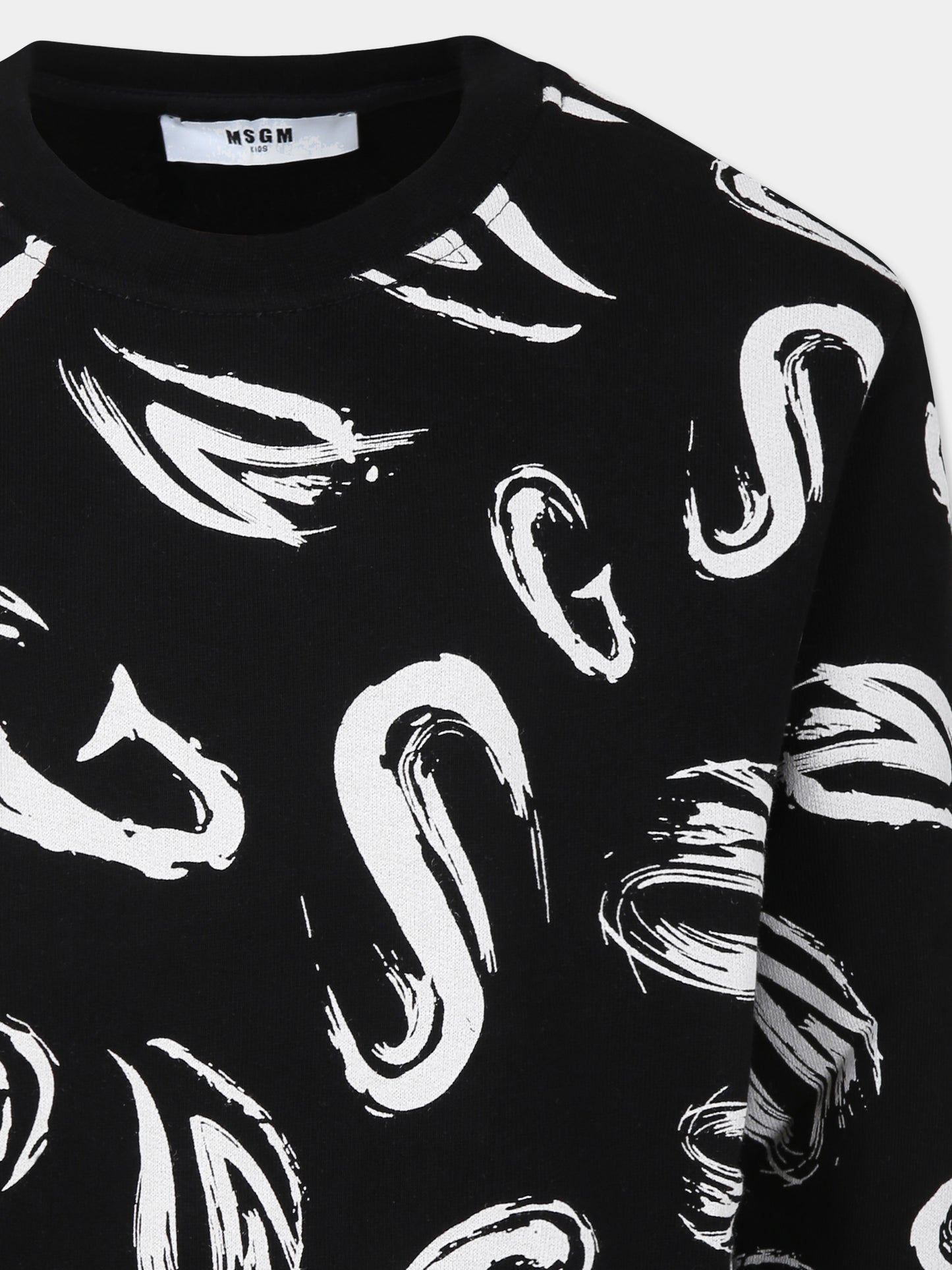 Felpa nera per bambini con logo bianco,Msgm Kids,S4MSJBSW249 NERO