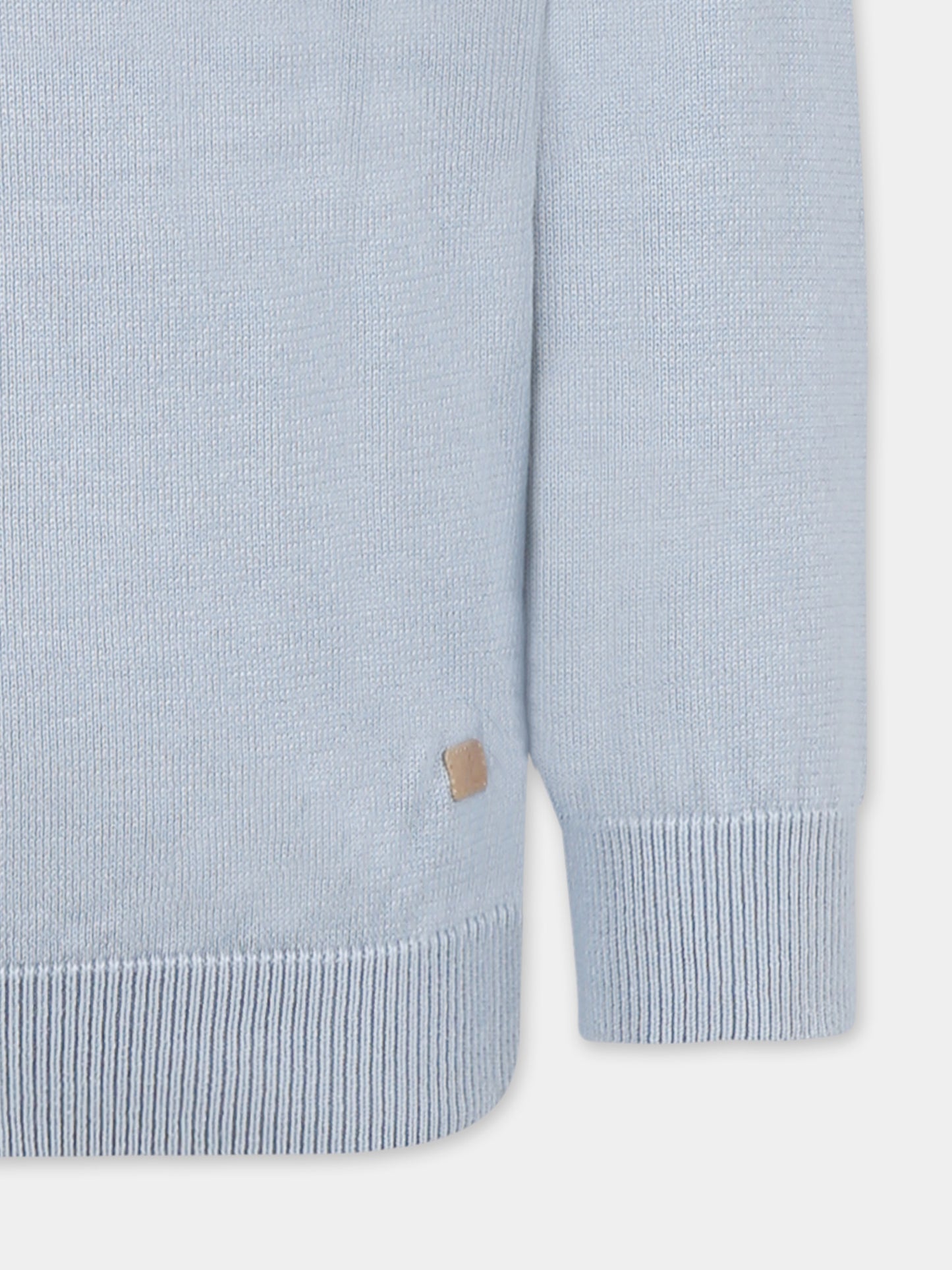 Light blue sweater for boy with logo patch