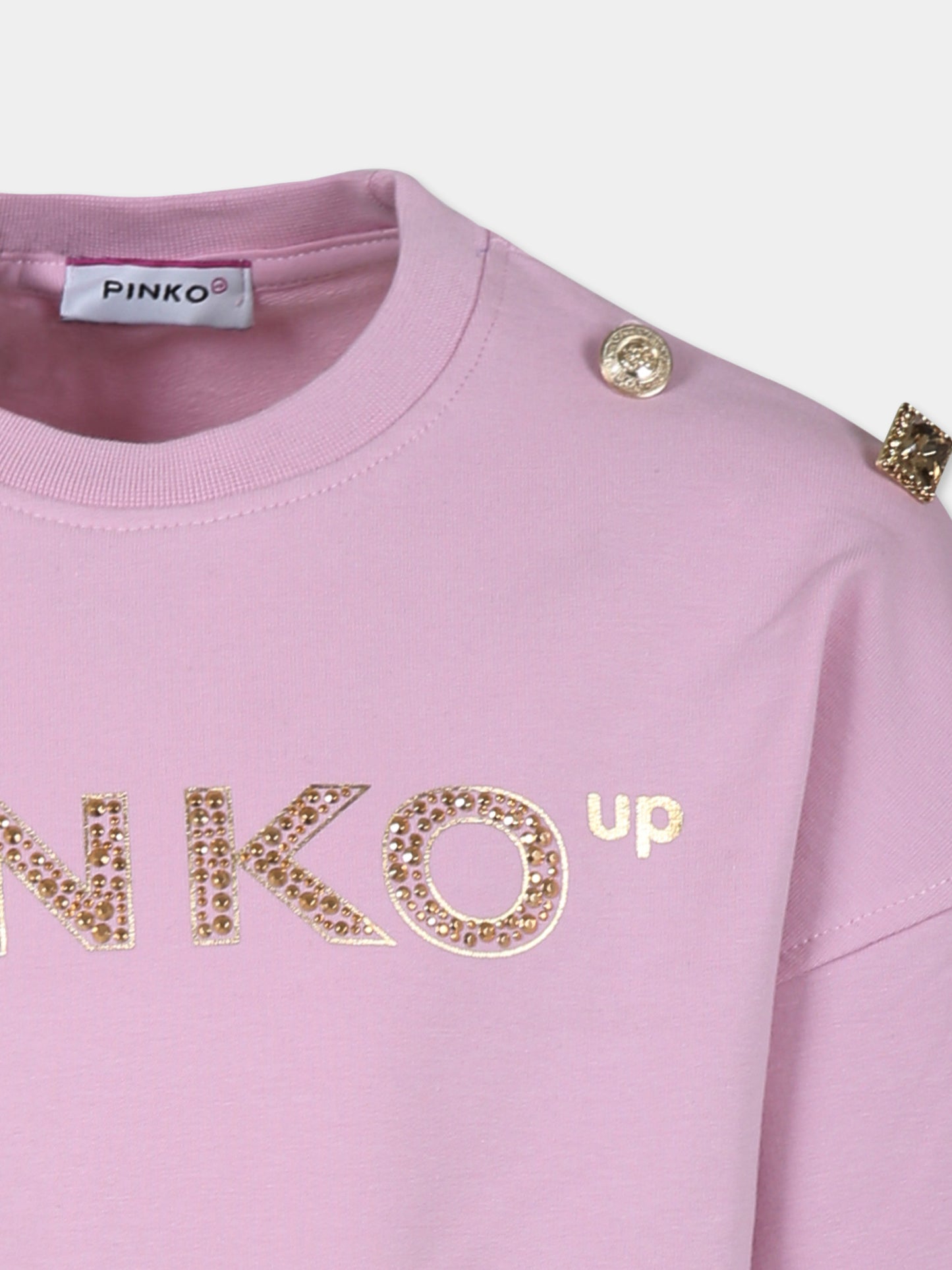 Felpa crop rosa per bambina con logo,Pinko,S4PIJGSW198 042