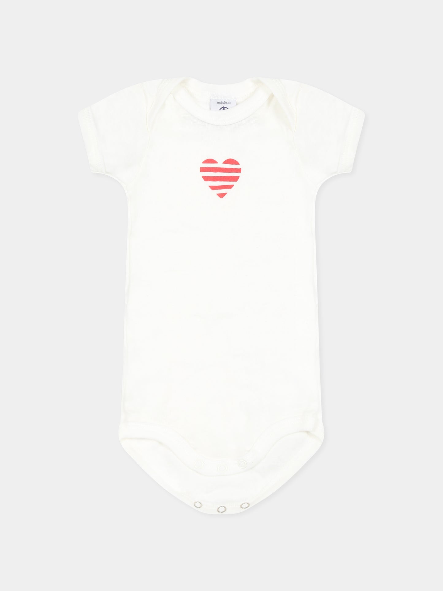 Set body bianco per neonati con cuori,Petit Bateau,A0CXD VARIANTE 1 00