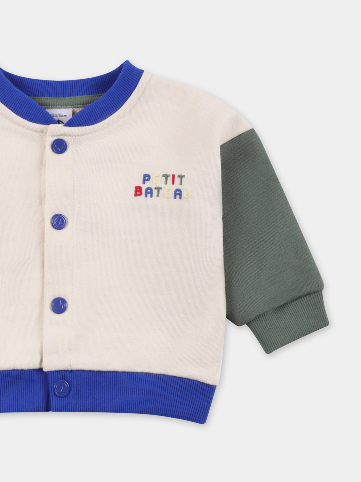 Felpa avorio per neonato con logo,Petit Bateau,A0CPO AVALANCHE/PALMERAIE 01