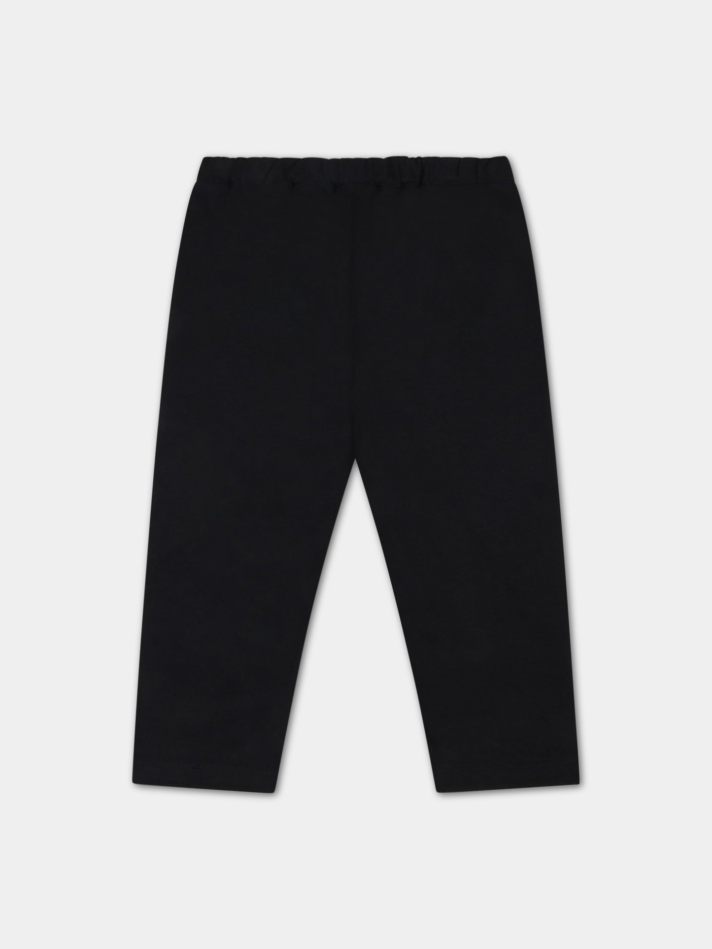 Leggings nero per neonata con logo argentato,Balmain Kids,6P6880 J0006 930AG