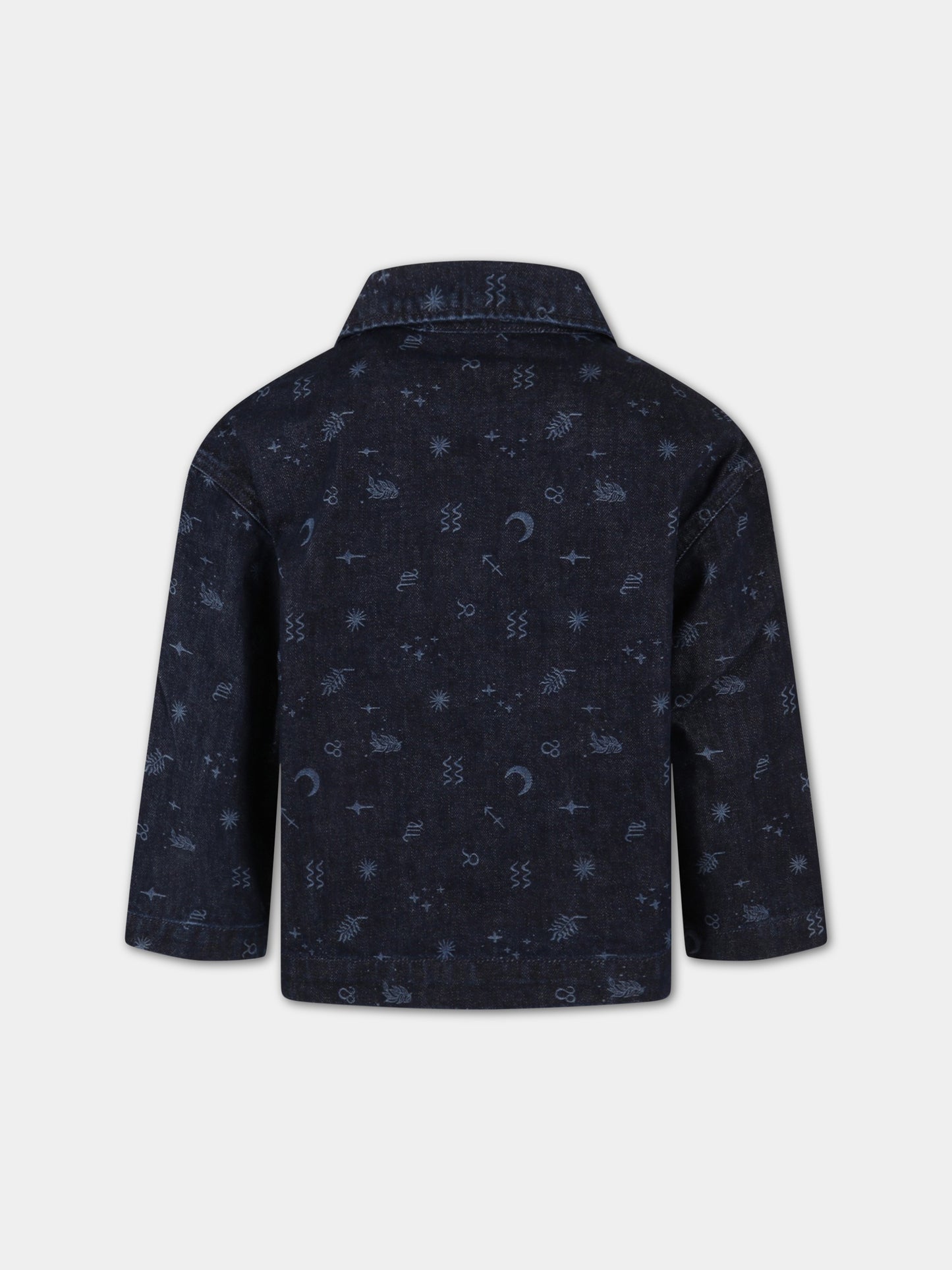 Camicia Cosmos blu per bambini con simboli dello zodiaco,The New Society,W22-K/DN 01-COSMOS