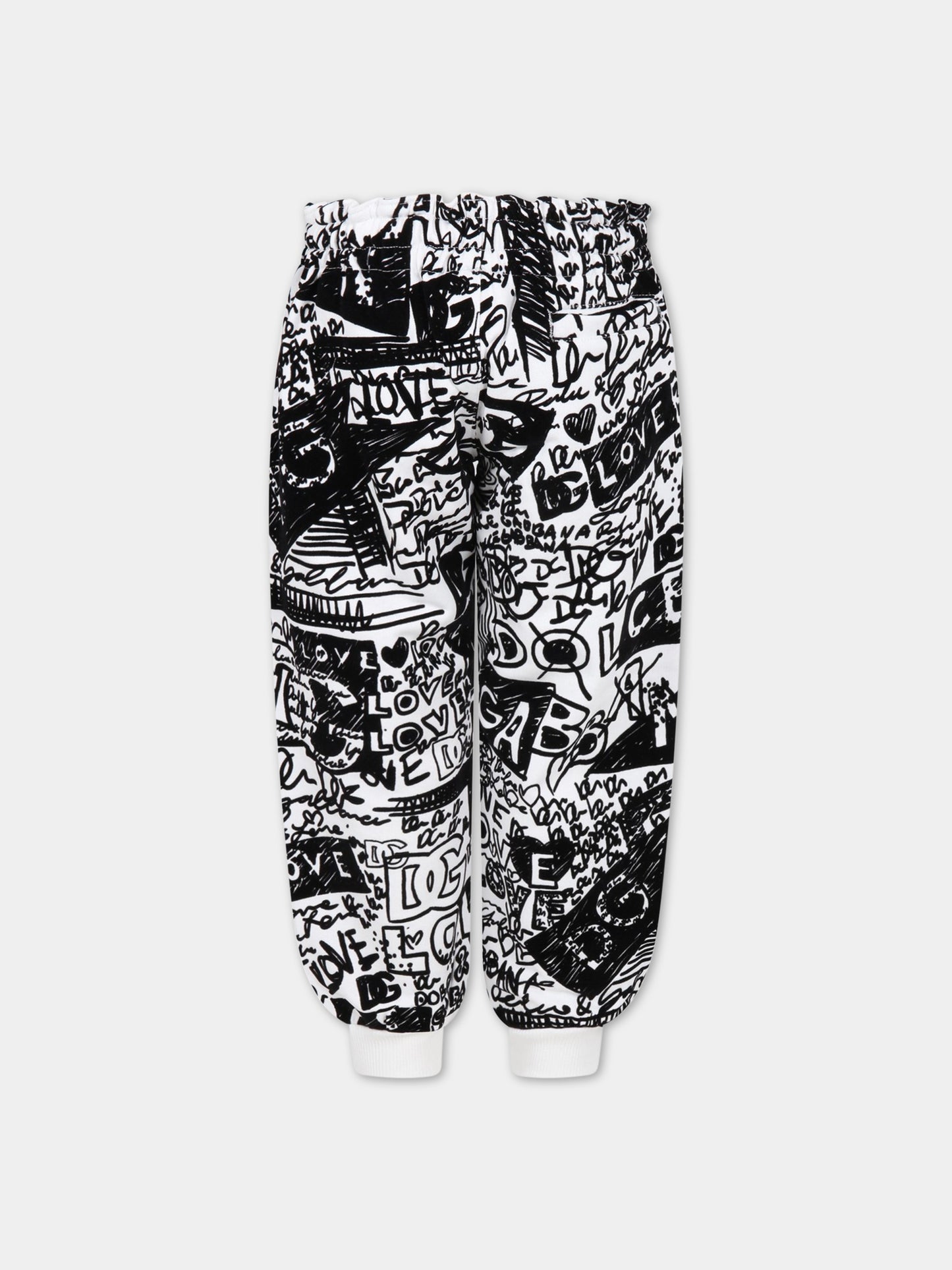 Pantalone bianco per bambini con loghi,Dolce & Gabbana Kids,L4JPGL G7F5Q HA4BQ