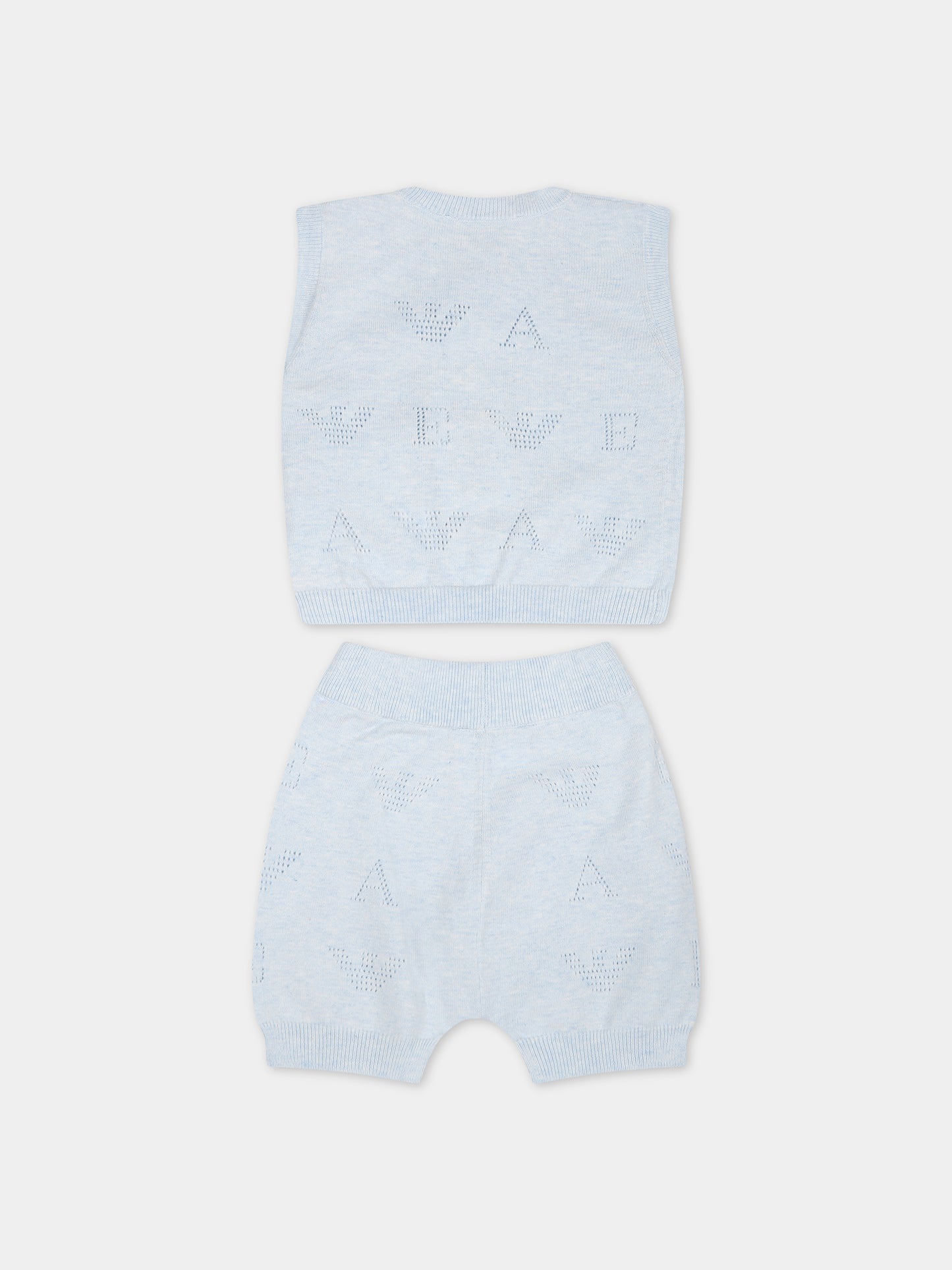 Completo celeste per neonato con logo e iconico aquilotto,Armani Junior,3RNV50 NM04Z 0736