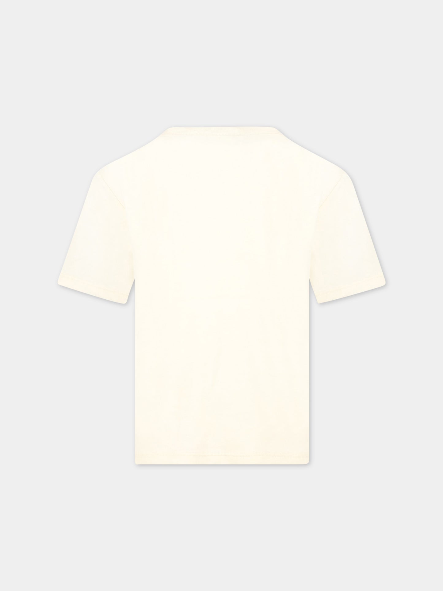 T-shirt avorio per bambino con logo giallo,Gucci Kids,575114 XJEY8 9756