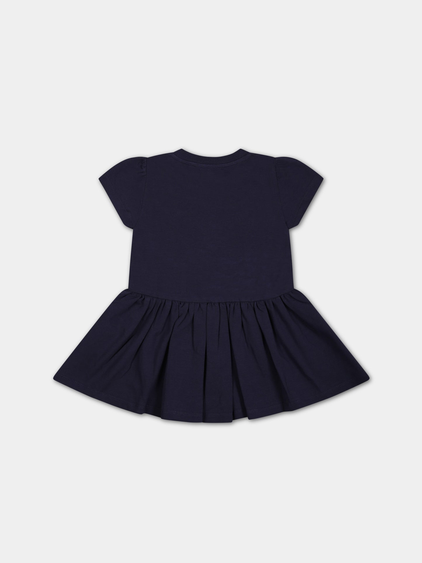 Vestito blu per neonata con Teddy Bear e logo,Moschino Kids,MDV0AD LBA00 40016