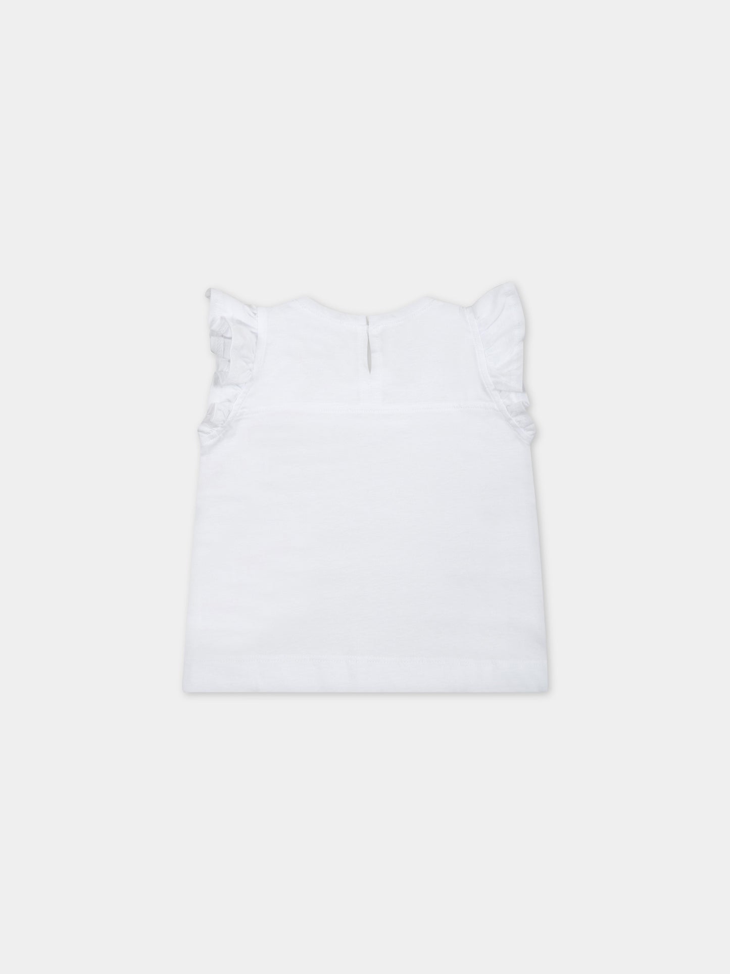 T-shirt bianca per neonata con iconici occhi in lurex,Chiara Ferragni Collection,53A604 1205 9990