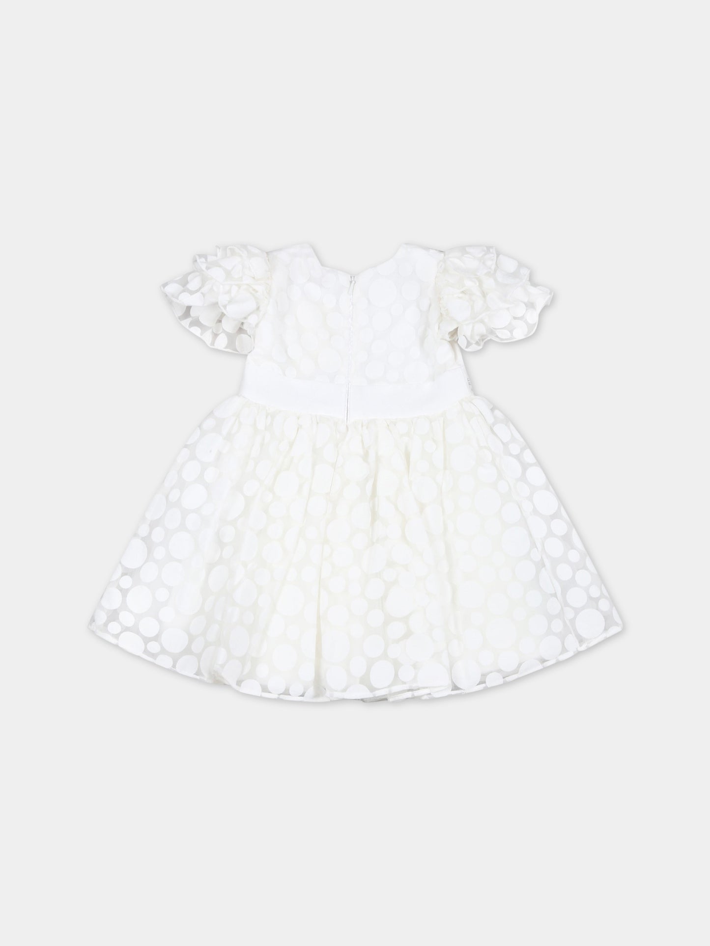 Vestito avorio per neonata con pois,Monnalisa,73A903 1120 0001