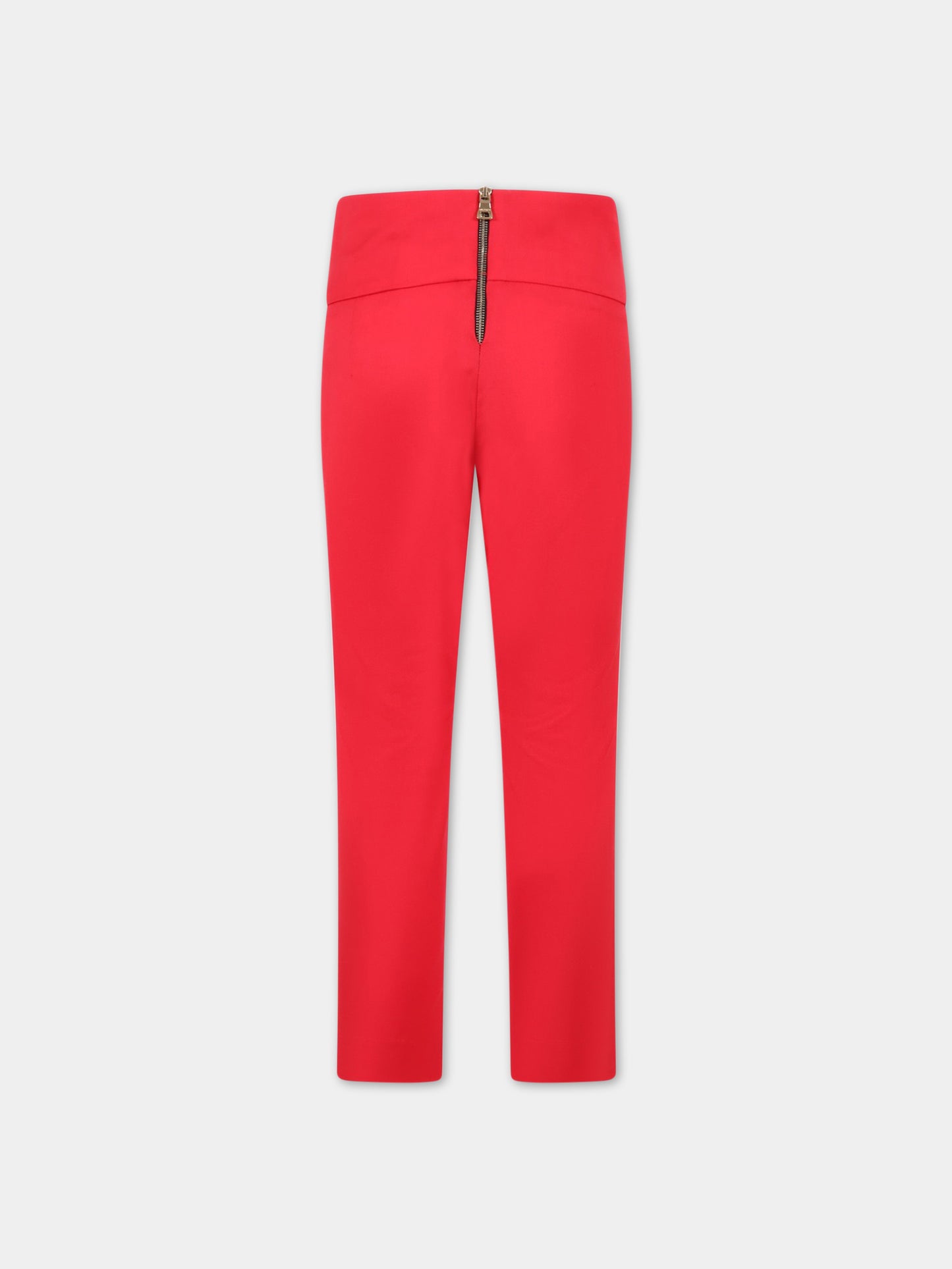 Pantaloni rossi per bambina con bottoni dorati,Balmain Kids,BS6B40 I0089 412OR