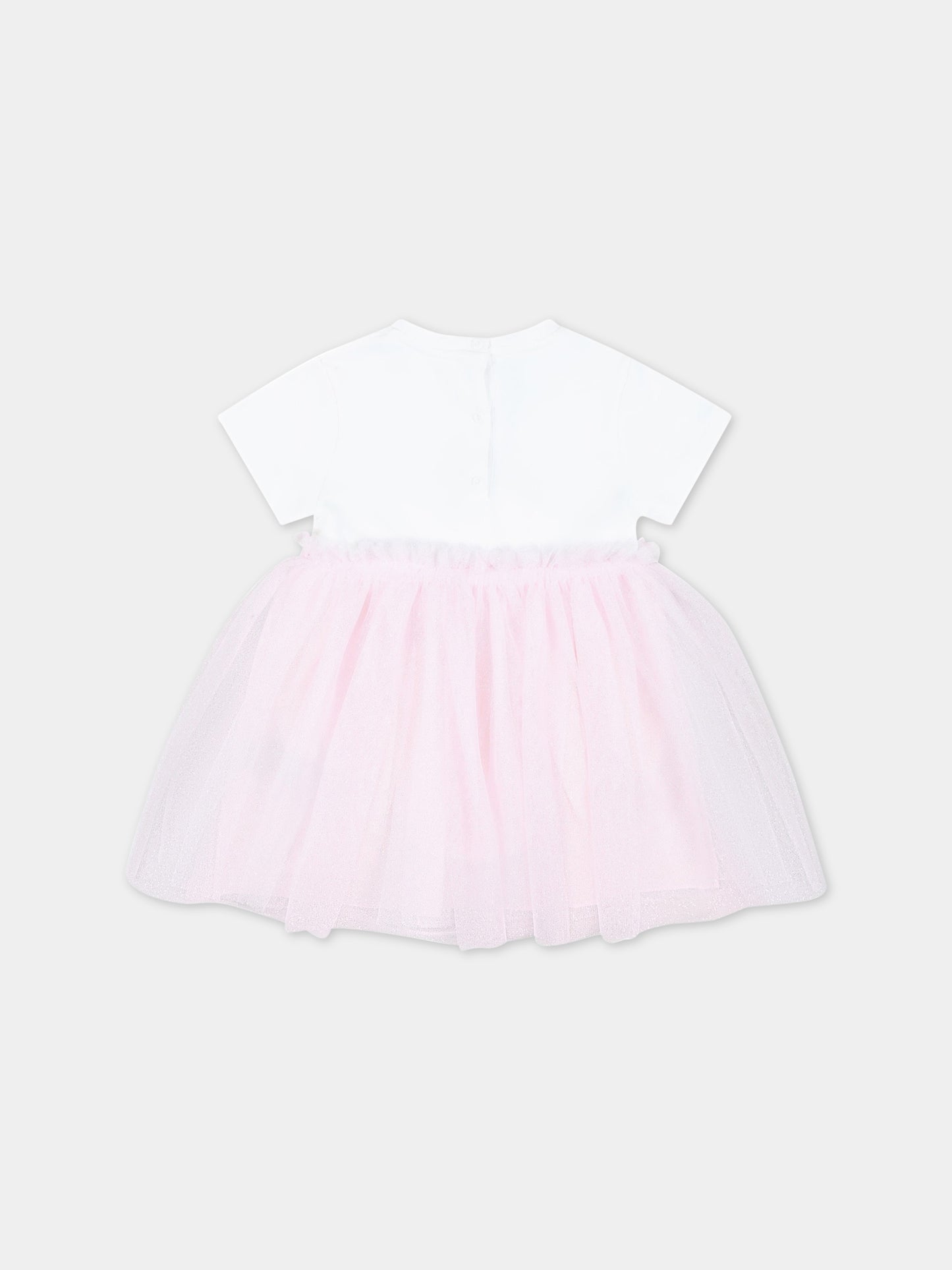 Vestito multicolor per neonata con logo argentato,Balmain Kids,BSA031 F0061 100RS