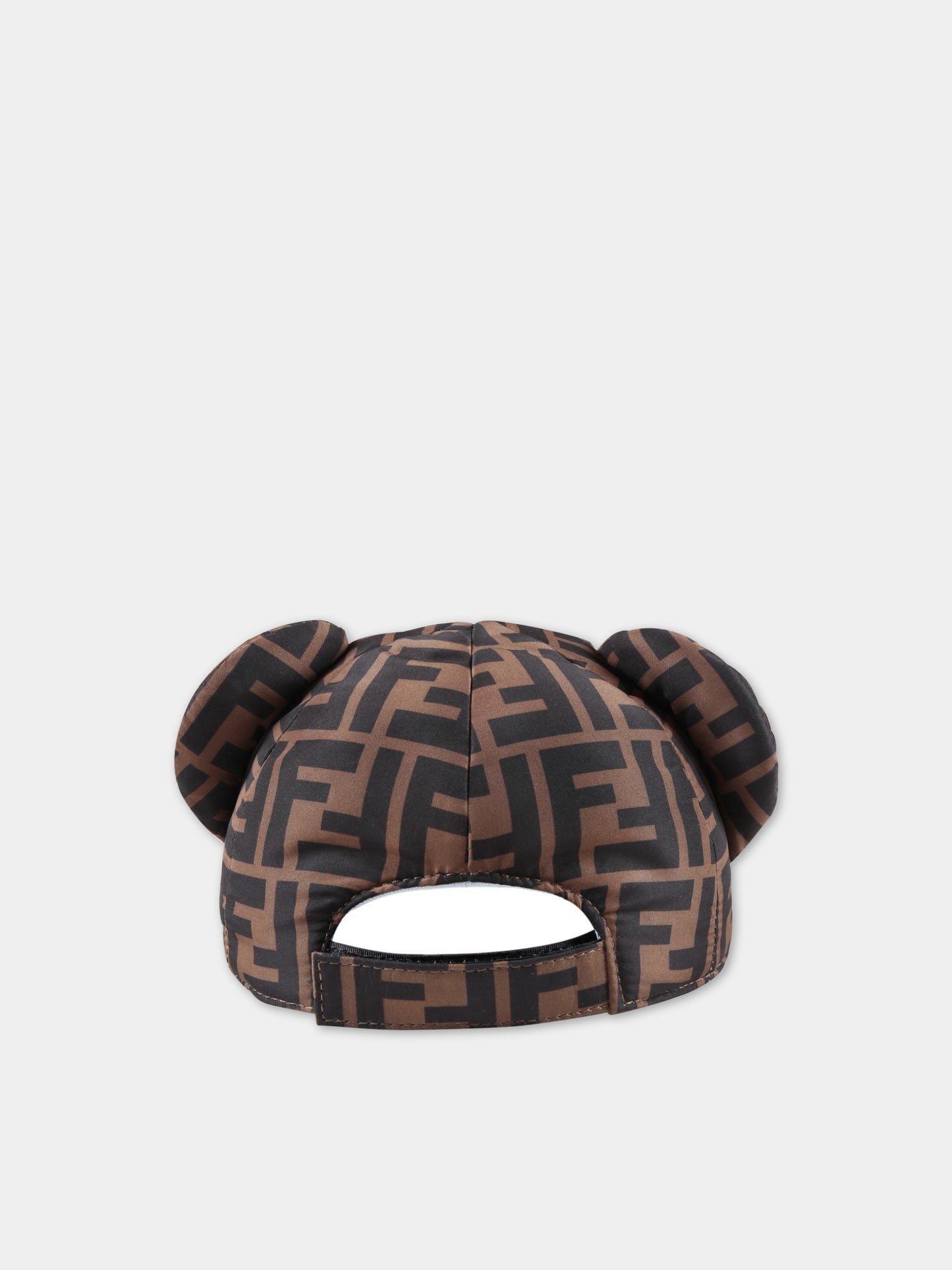 Cappello marrone per neonato con logo celeste,Fendi Kids,BUP045 AMRN F1BWE