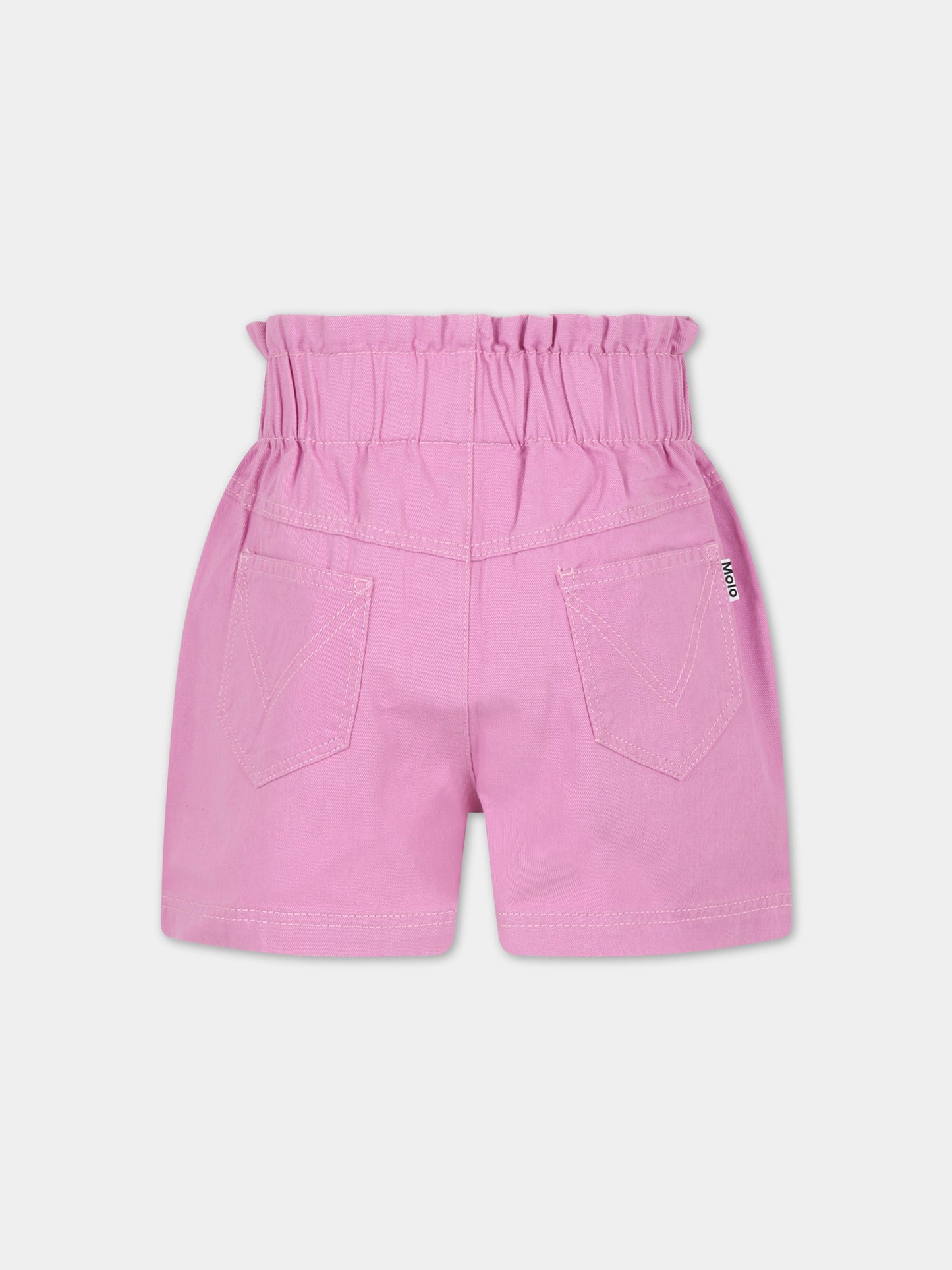 Shorts rosa per bambina con patch logato,Molo,2S23H103 8706