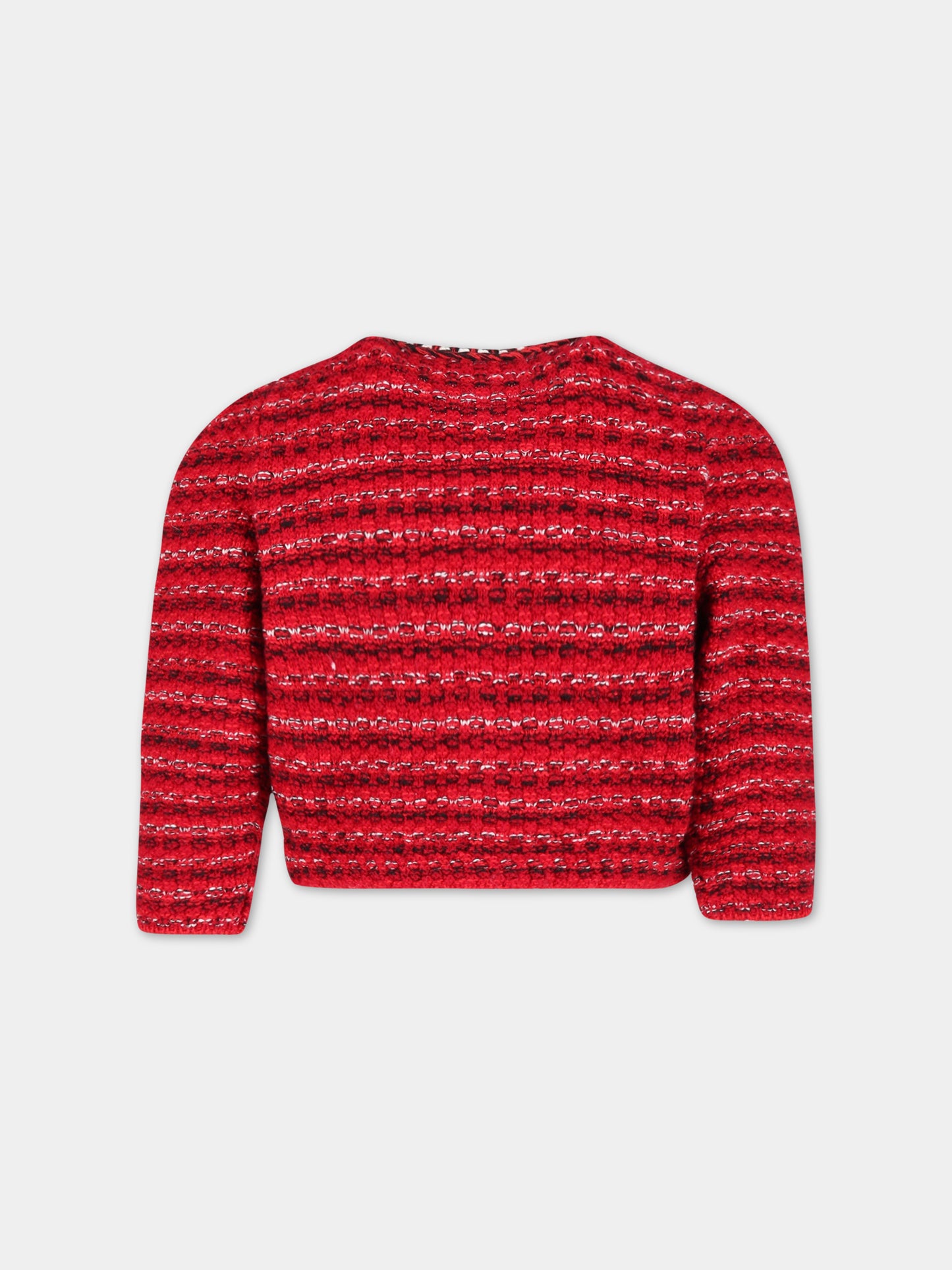 Cardigan rosso per bambina con bottoni argentati,Self-portrait,RS23 708J R 22458559