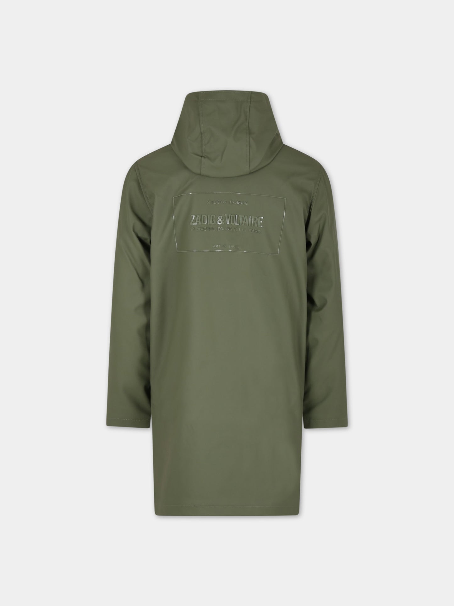 Cappotto con cappuccio verde per bambino,Zadig & Voltaire Kids,X26072 656