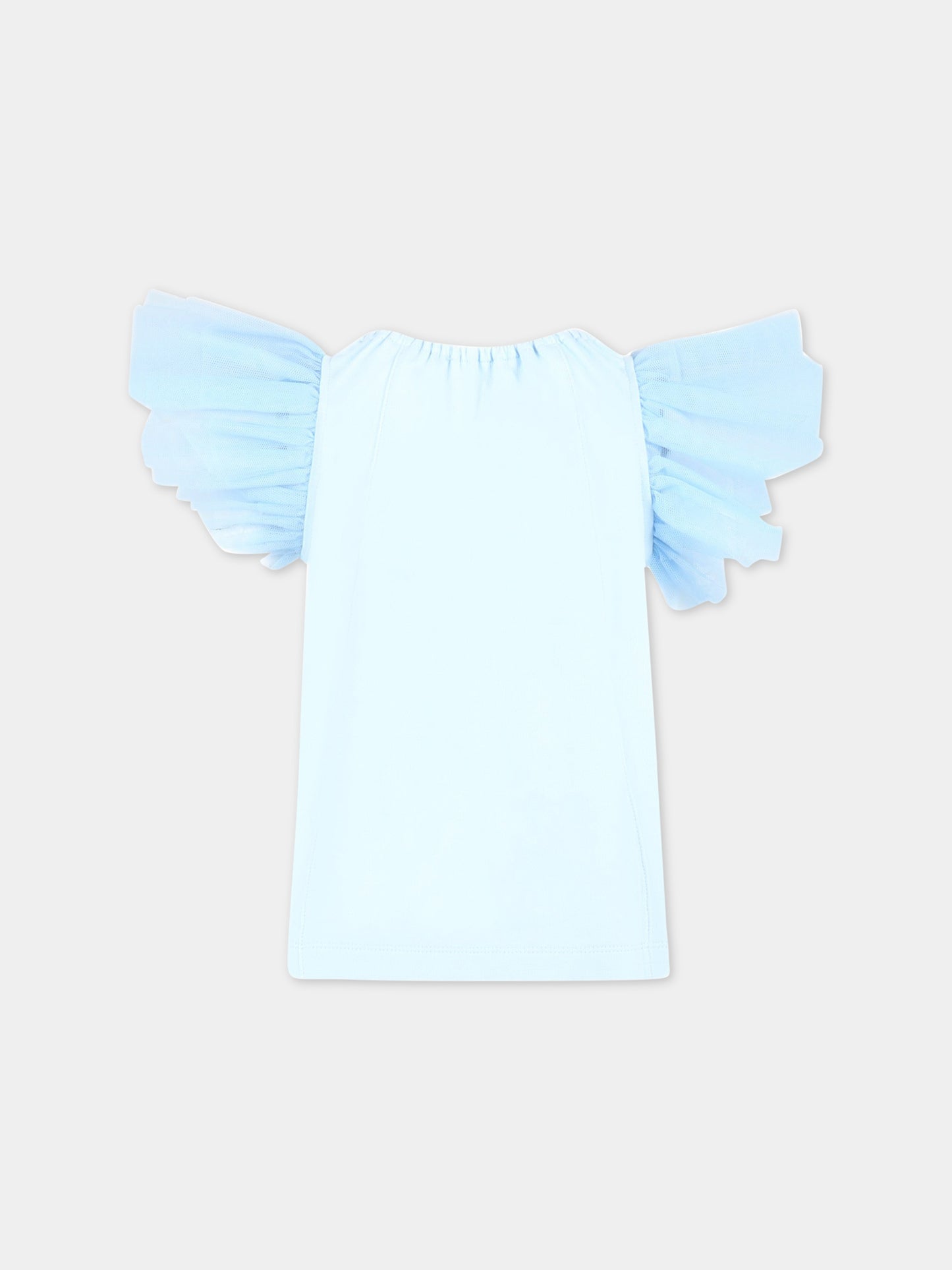 Felpa celeste per bambina con tulle,Philosophy,PJFE128 FE144 9012