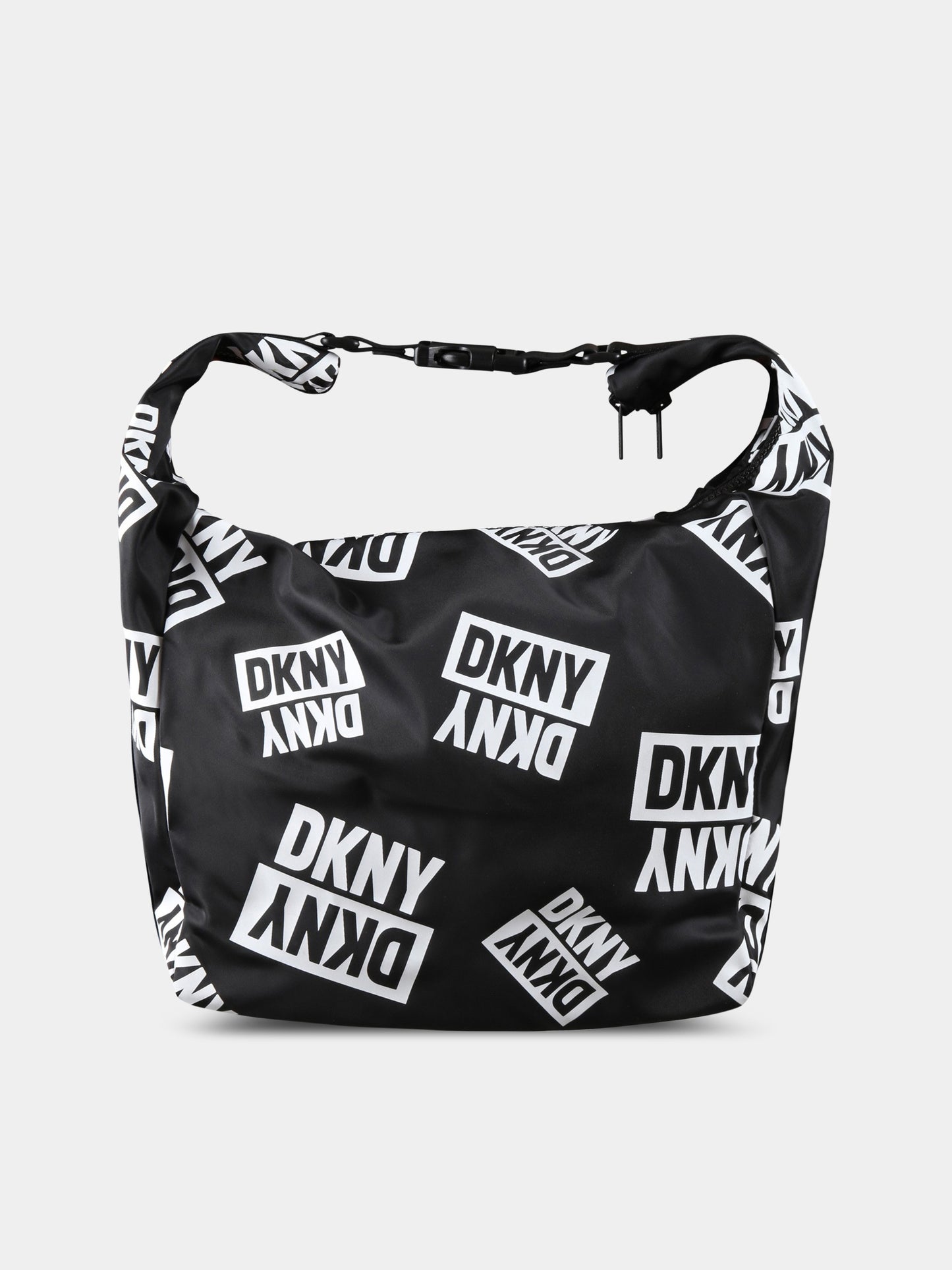 Borsa nera per bambina con logo bianco,Dkny,D30563 M41