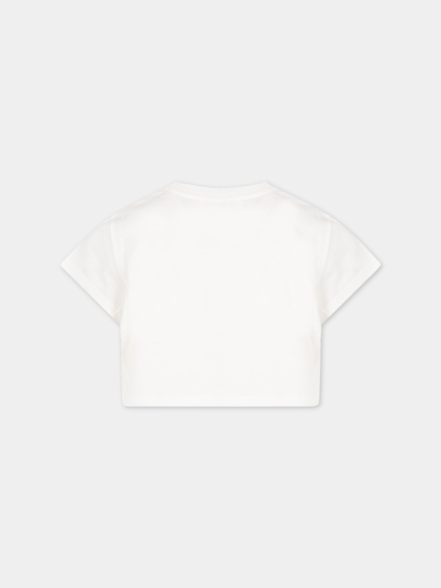 T-shirt bianca per bambina con logo multicolor,Chloé Kids,C15E07 117