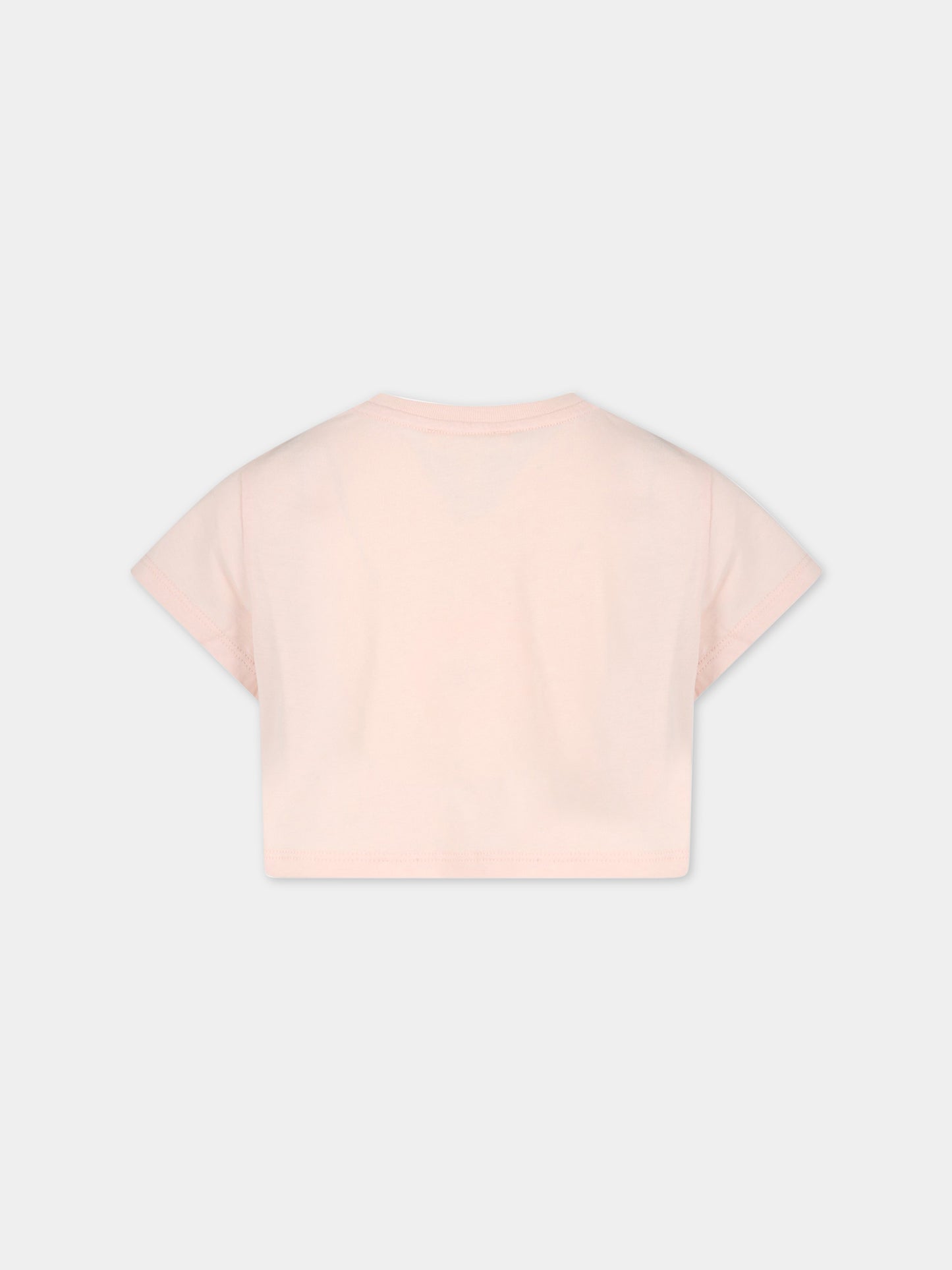 T-shirt rosa per bambina con logo multicolor,Chloé Kids,C15E07 45K