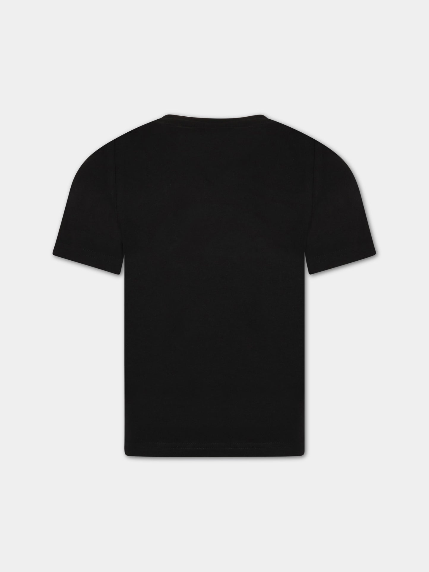 T-shirt nera per bambino con logo bianco,Boss,J25P24 09B