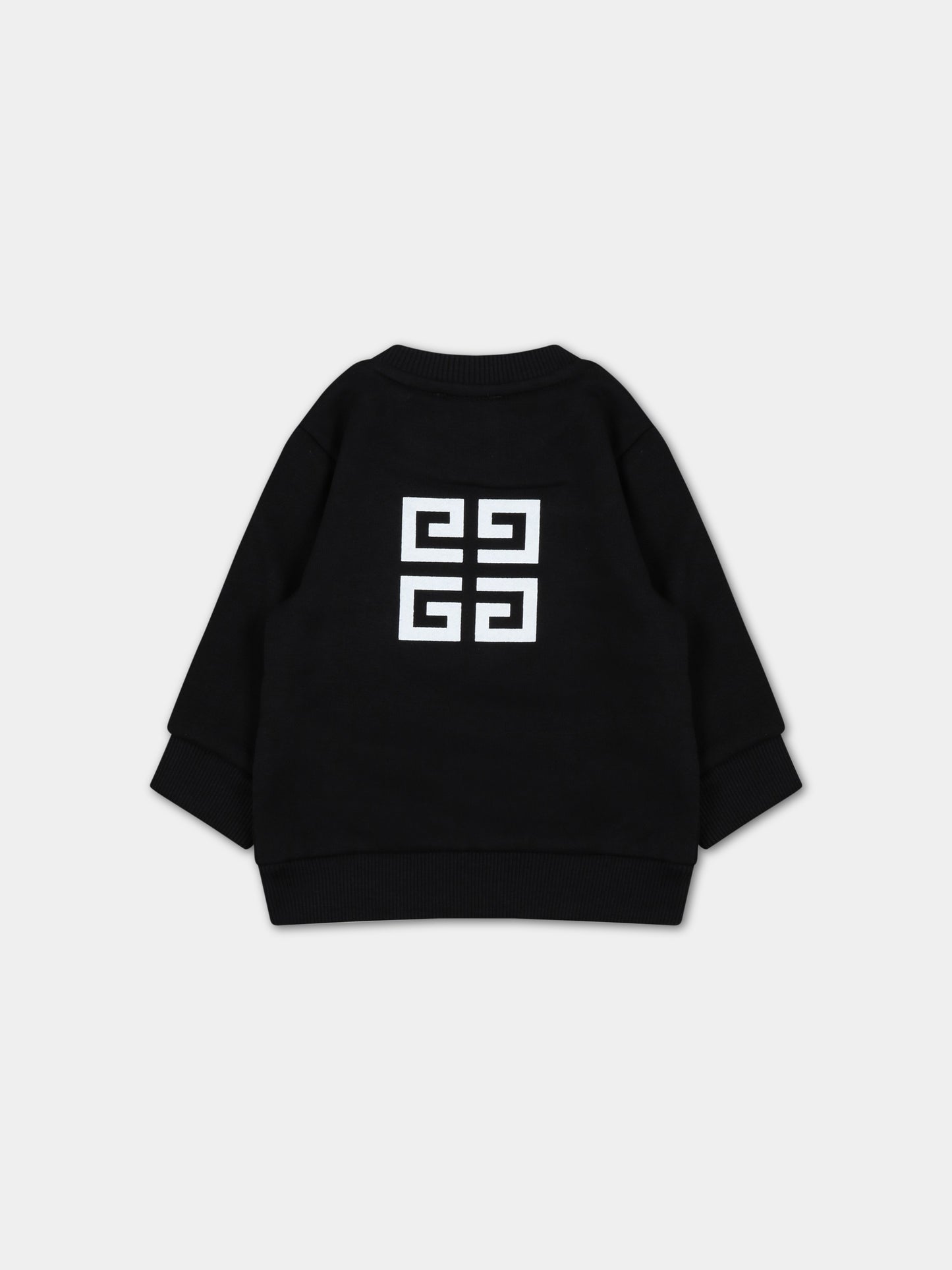 Felpa nera per neonato con logo bianco,Givenchy Kids,H05253 09B
