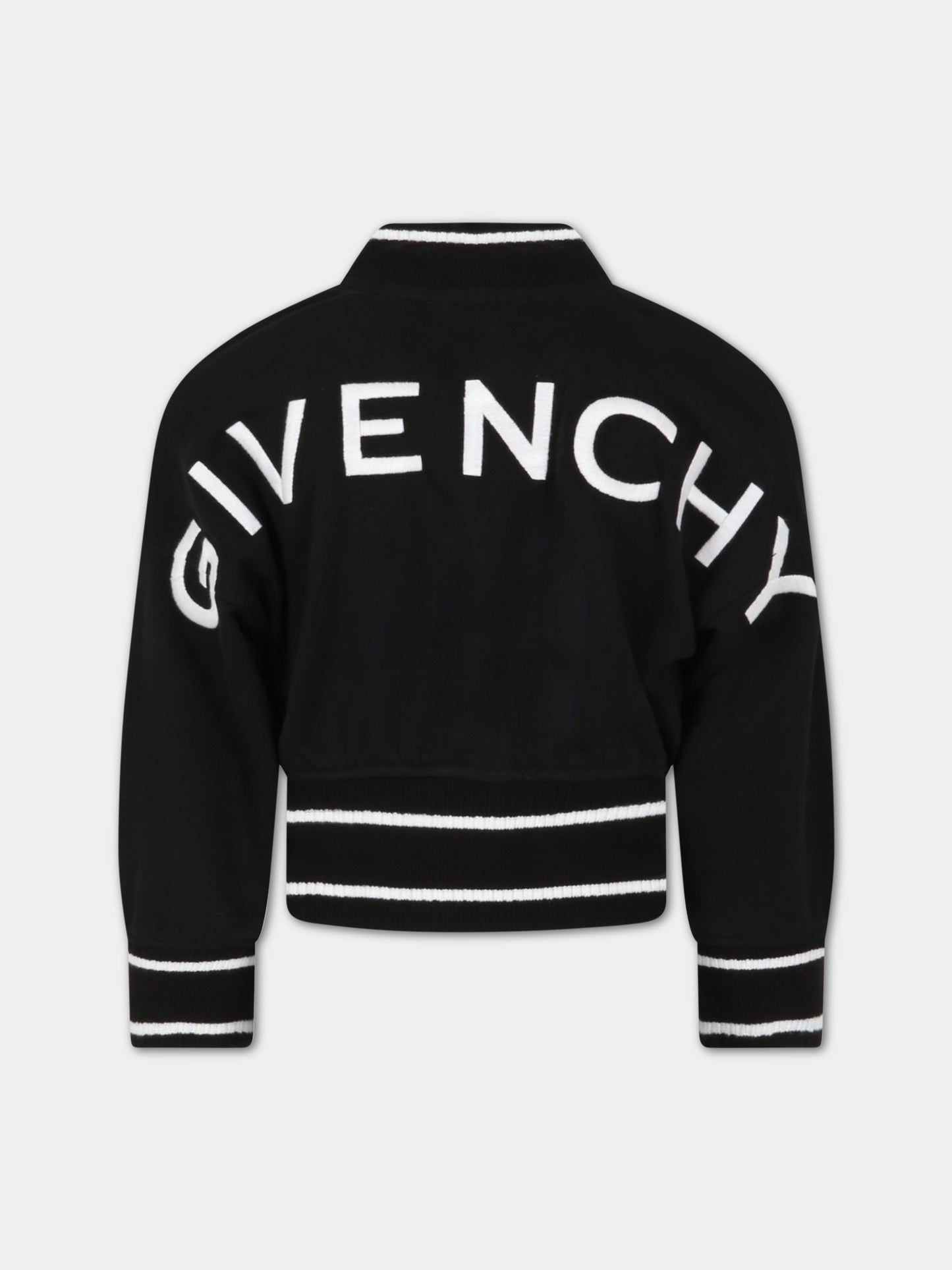 Bomber nero per bambina con logo,Givenchy Kids,H15313 09B