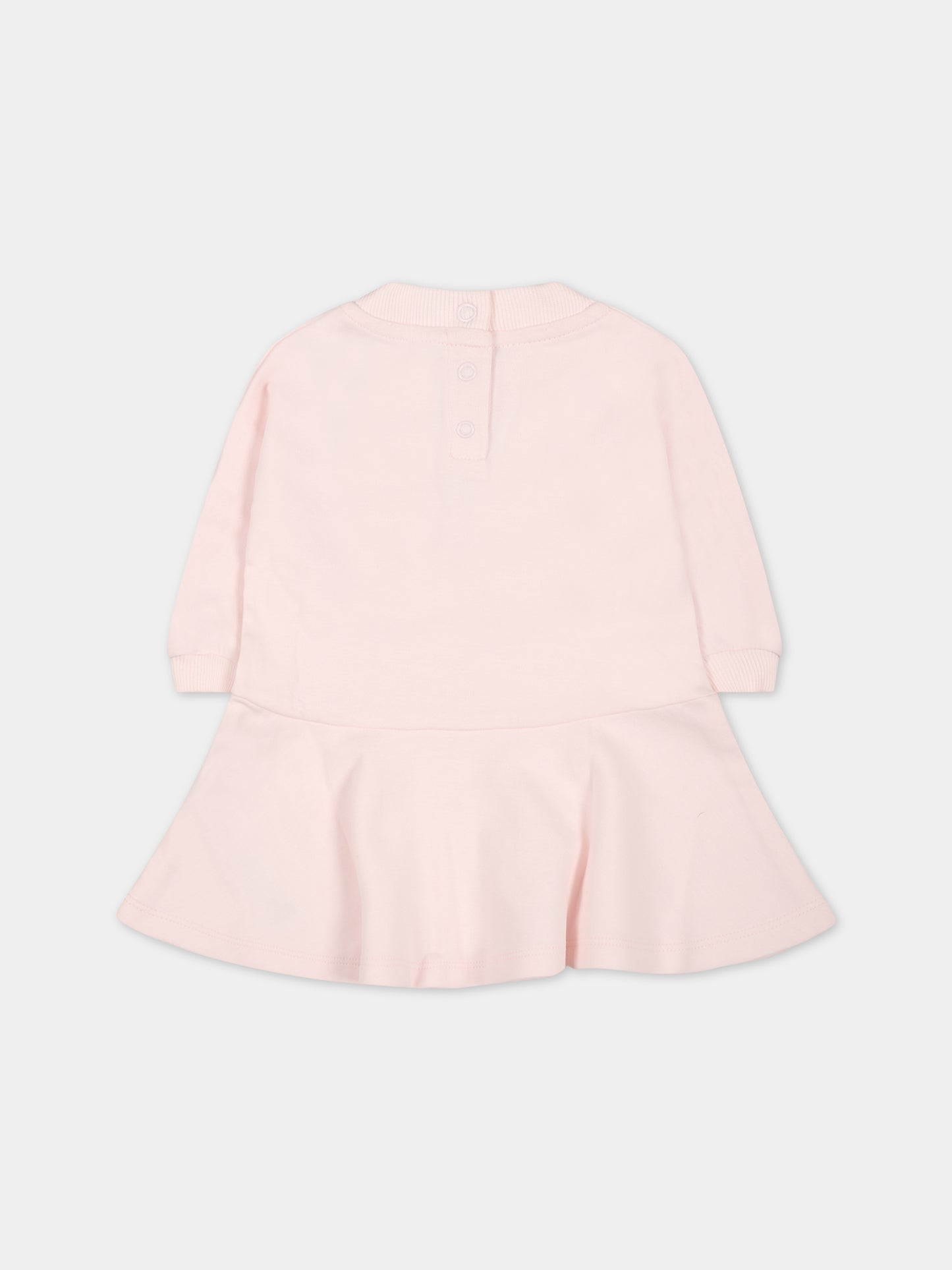 Vestito rosa per neonata con stampa giraffa e logo,Kenzo Kids,K98108 450