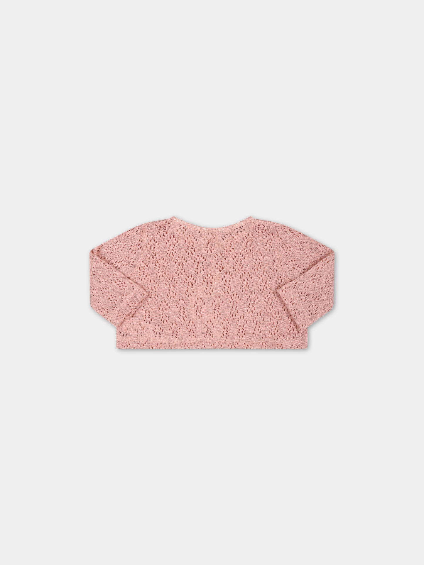 Cardigan rosa per neonata con dettagli in lurex,Caffe' D'orzo,ZS9000 Q0009 536