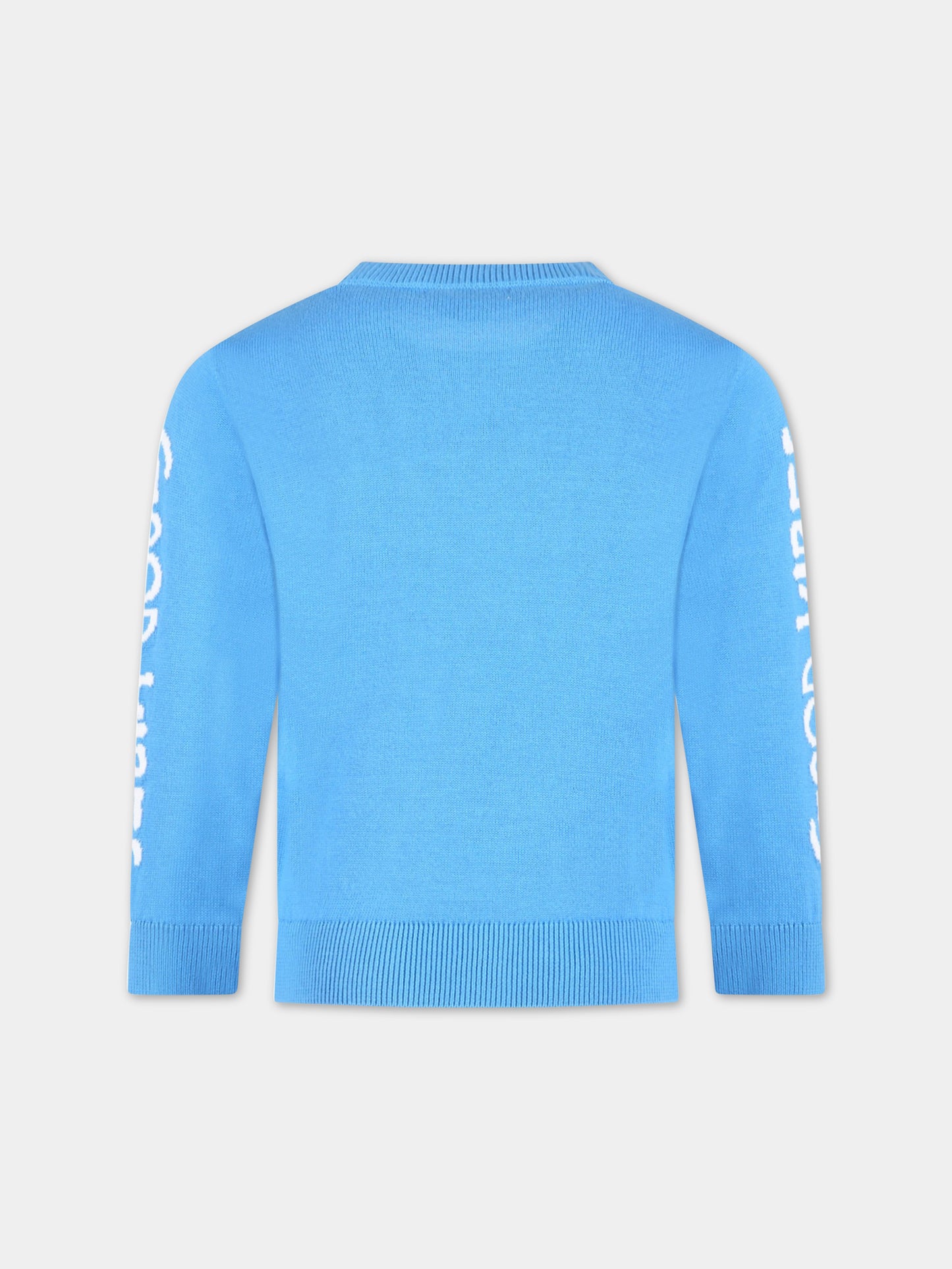 Maglione azzurro per bambino con scimpanzé,Stella Mccartney Kids,TS9P00 Z1144 610