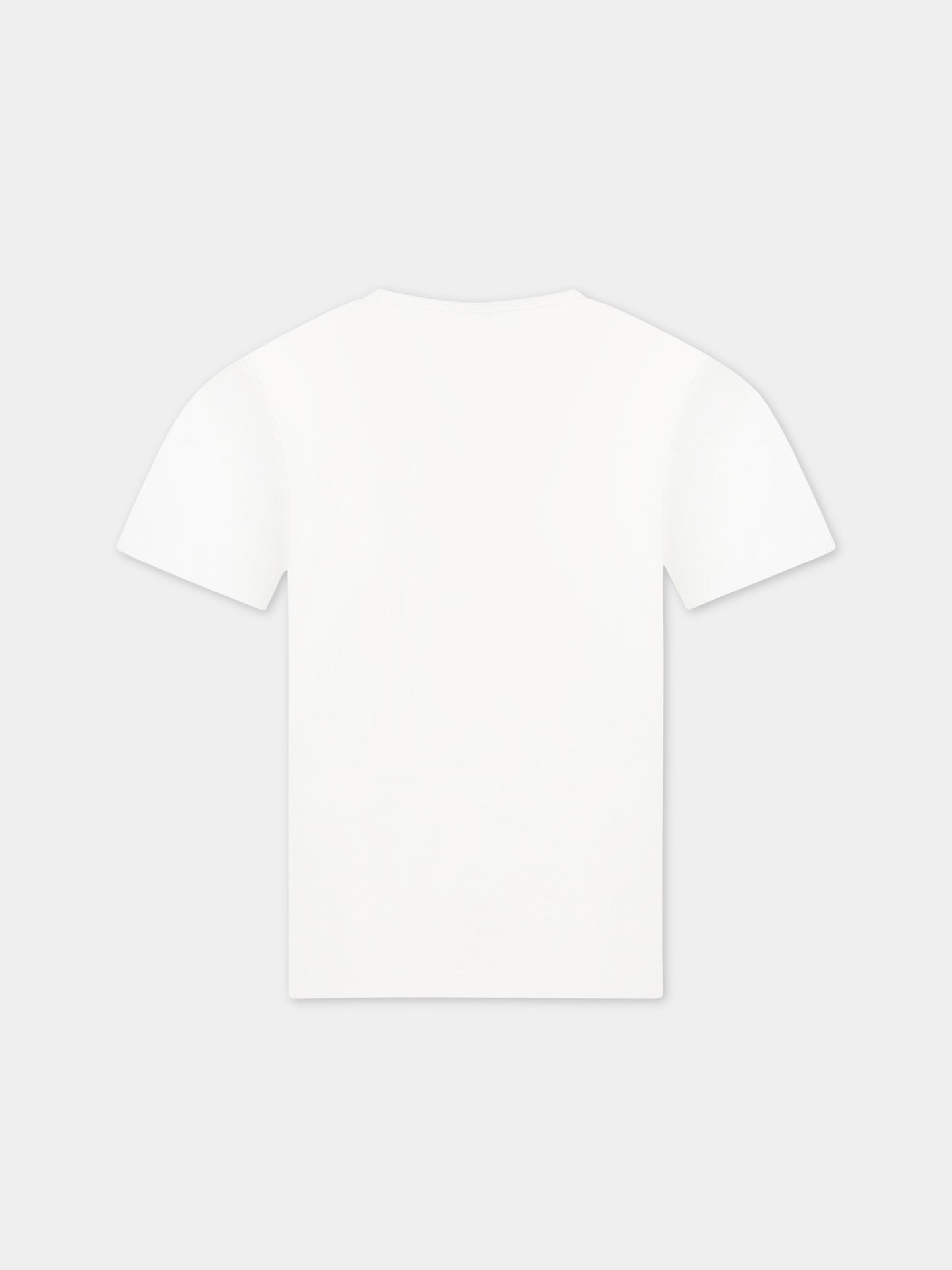 T-shirt bianca per bambina con logo e animali,Stella Mccartney Kids,TS8D01 Z0434 101