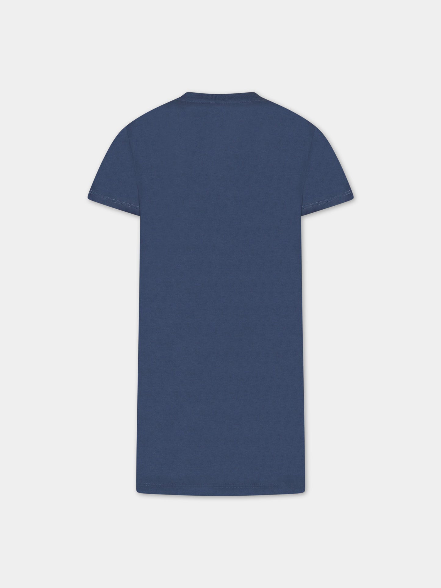 Vestito blu per bambina con stella bianca,Stella Mccartney Kids,TS1E01 Z0434 620