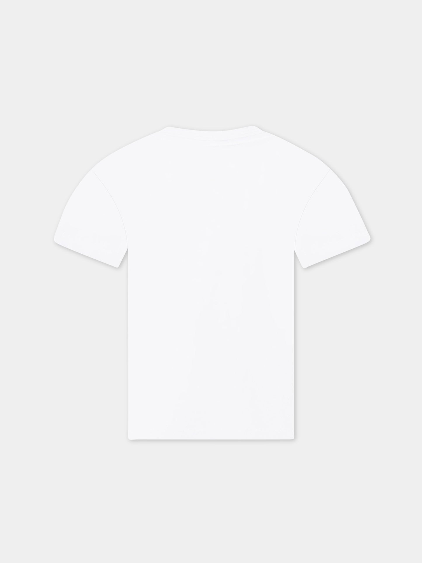 T-shirt bianca per bambino con logo e camaleonte,Stella Mccartney Kids,TS8T21 Z0434 100