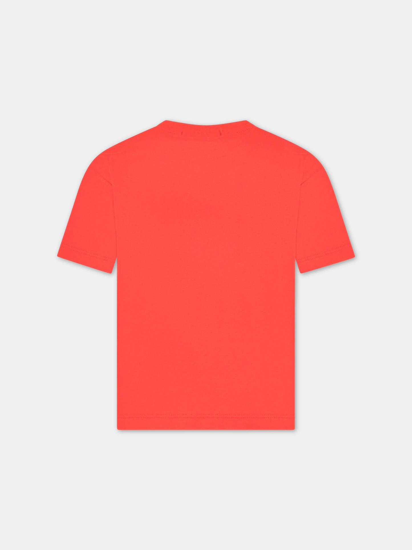 T-shirt rossa per bambino con logo bianco,Msgm Kids,MS029318 040