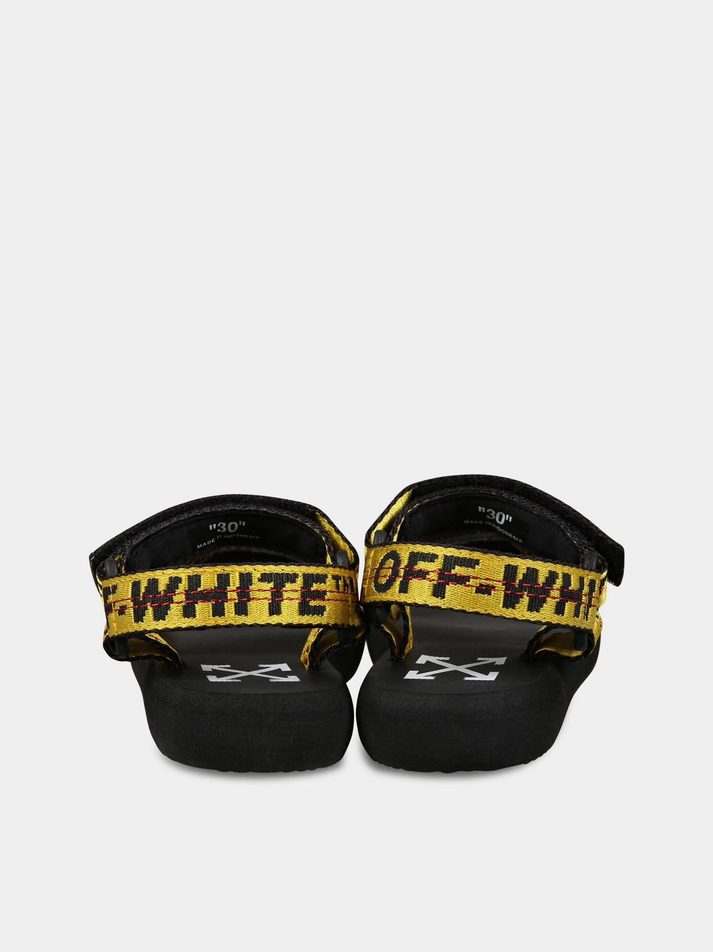 Sandali nero per bambina con logo,Off White,OGIH001S23FAB0011810