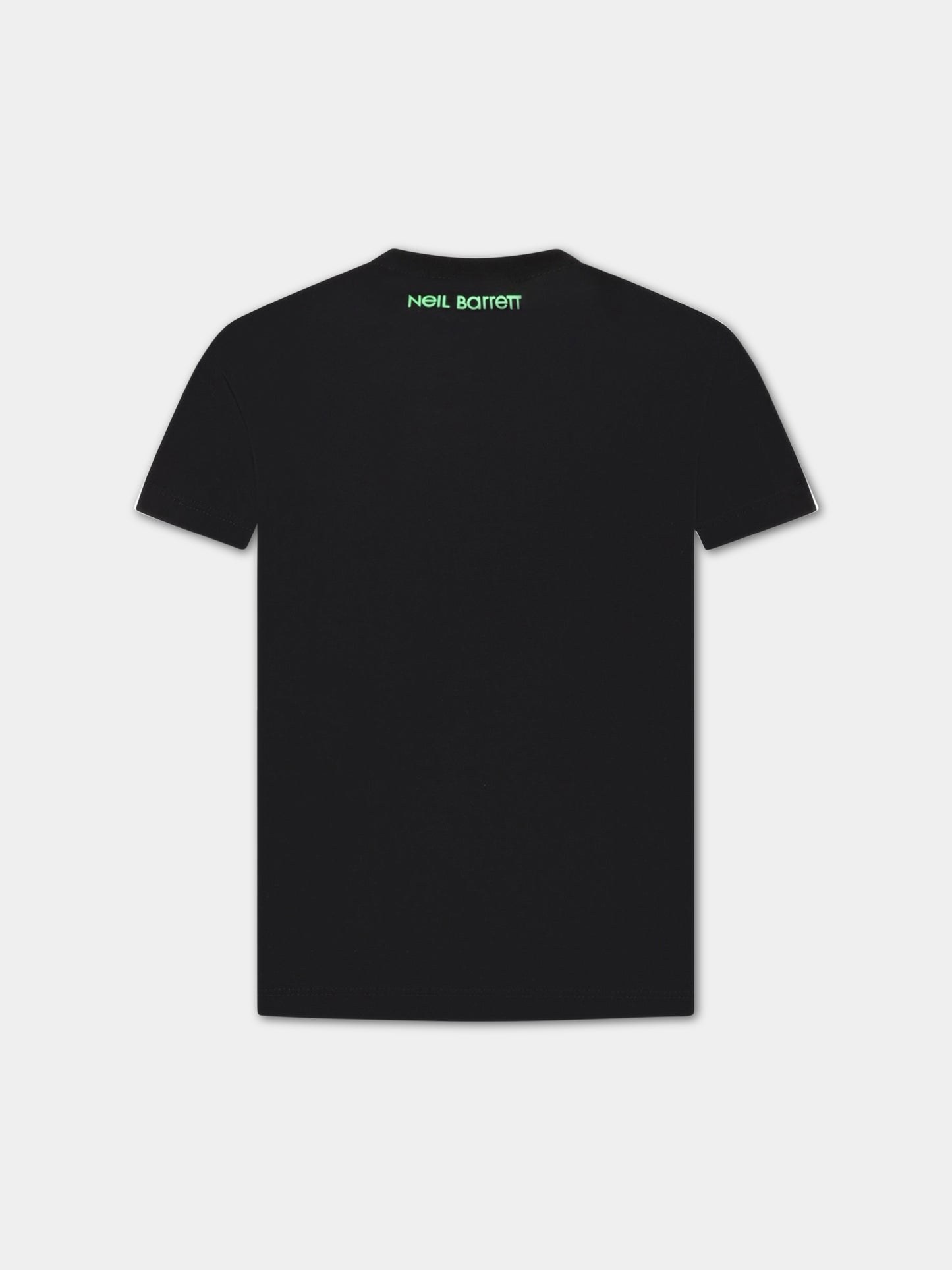 T-shirt nera per bambino con iconiche saette,Neil Barrett Kids,033623 110/48