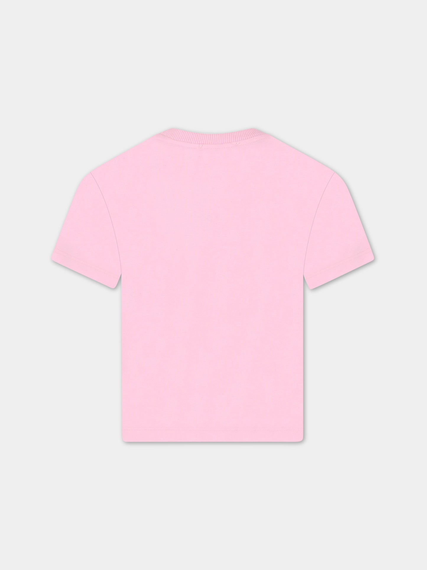 T-shirt rosa per bambina con Teddy Bear e logo,Moschino Kids,HMM046 LBA10 51473
