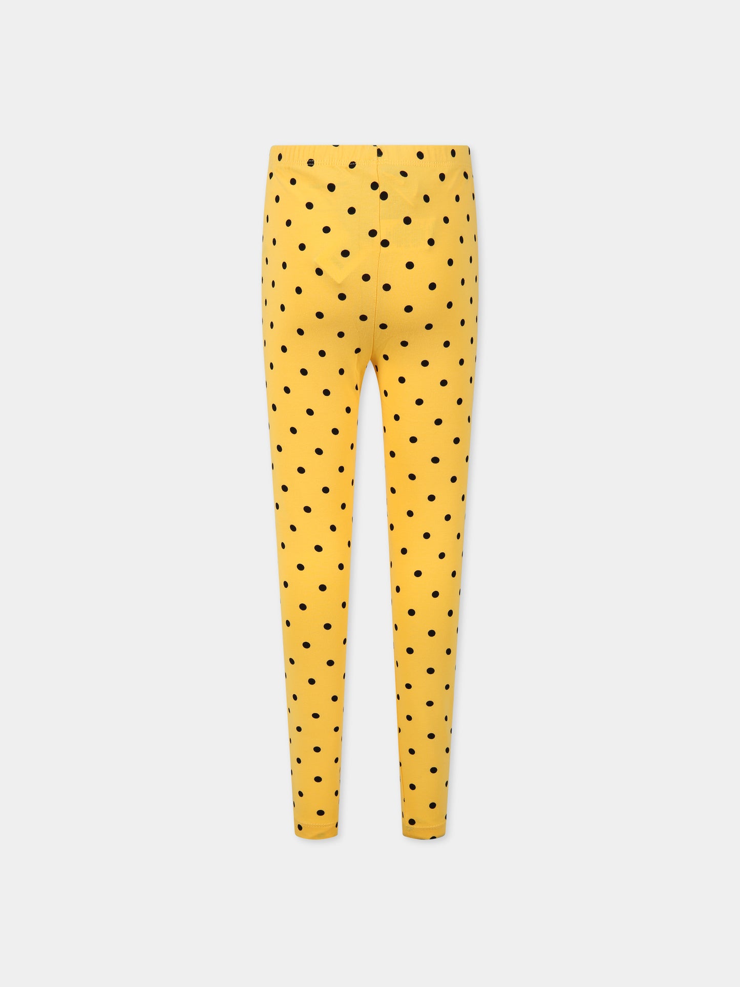 Leggings gialli per bambina con pois neri,Mini Rodini,2323010323