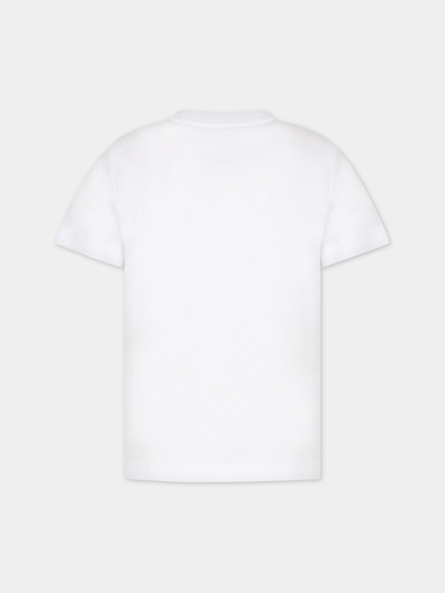 T-shirt bianca per bambino con patch logato,Moncler Kids,954 8C00033 83907 001