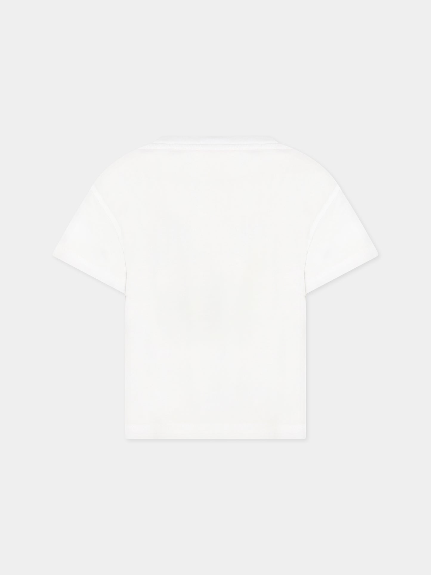 T-shirt bianca per bambini con stampa, logo e scritta Life is a playground ,Weekend House Kids,725