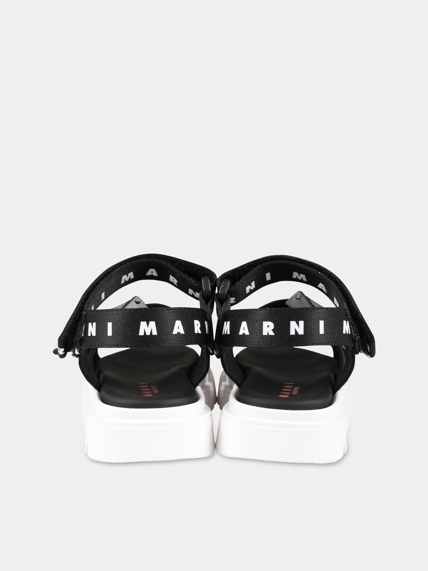 Sandali neri per bambina con logo bianco,Marni Kids,73460 1
