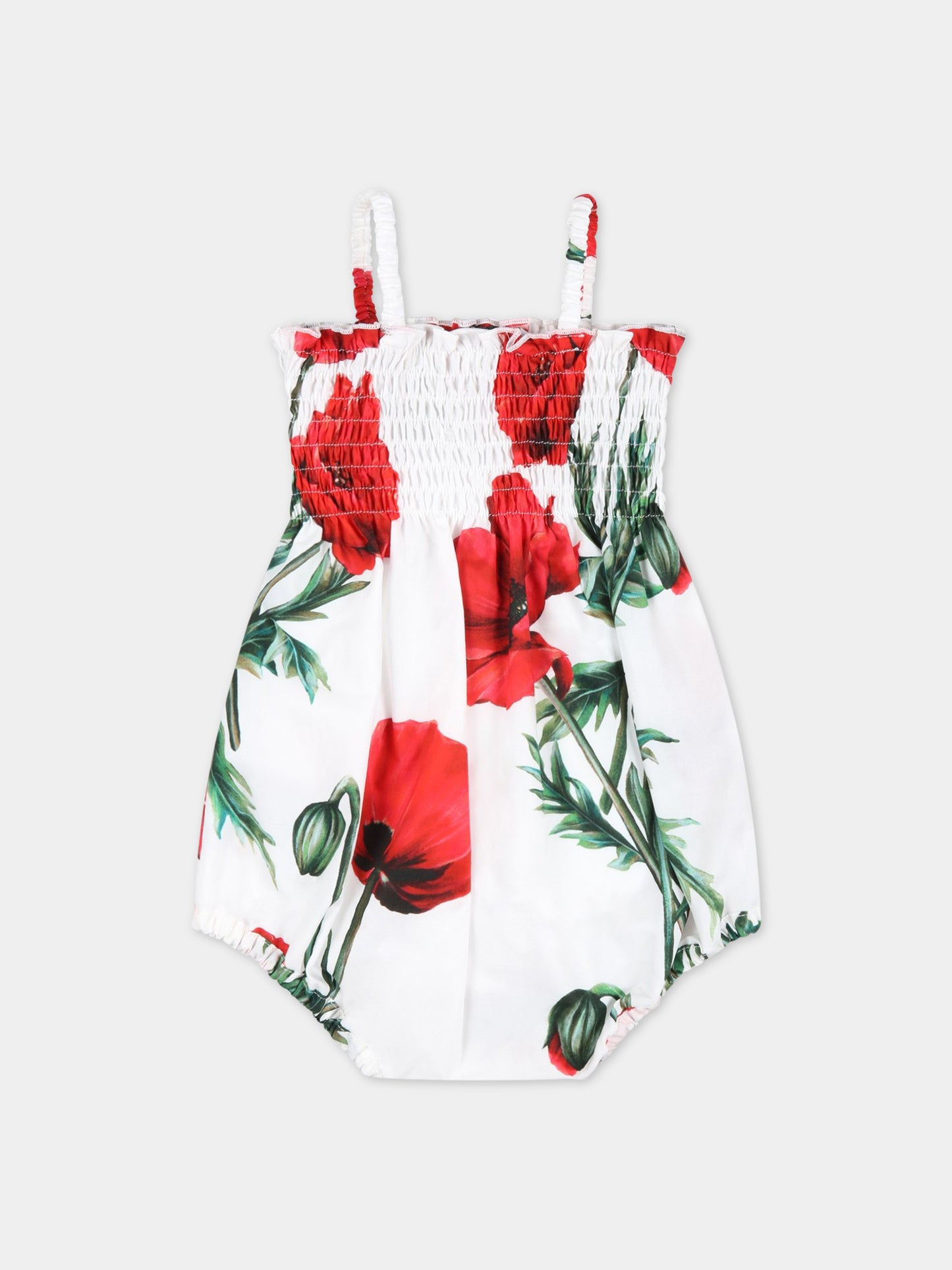 Pagliaccetto bianco per neonata con papaveri,Dolce & Gabbana Kids,L21O70 HS5O1 HA3VN
