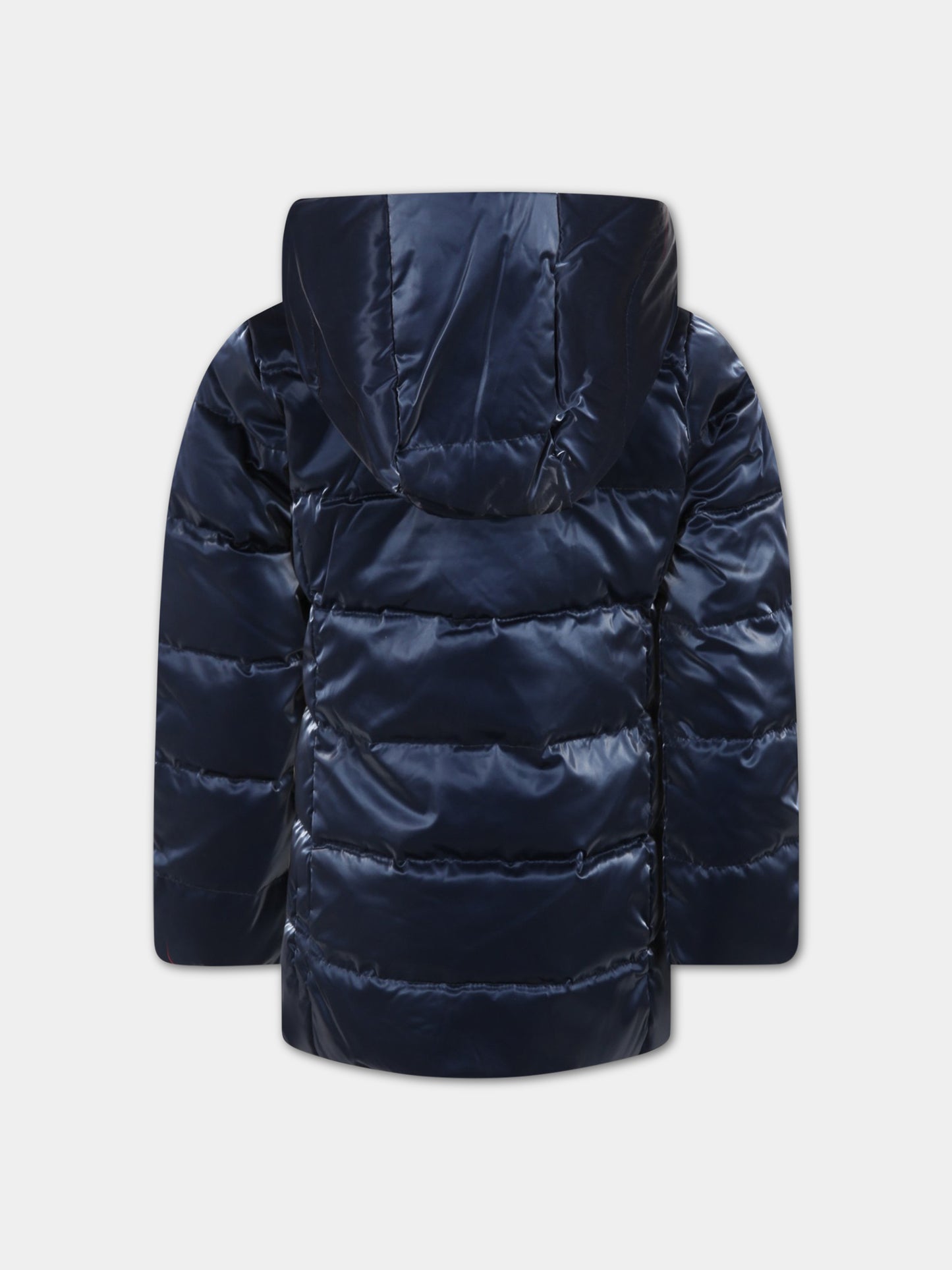 Piumino blu per bambina con logo,Add,ADFGB006 YA182 4020