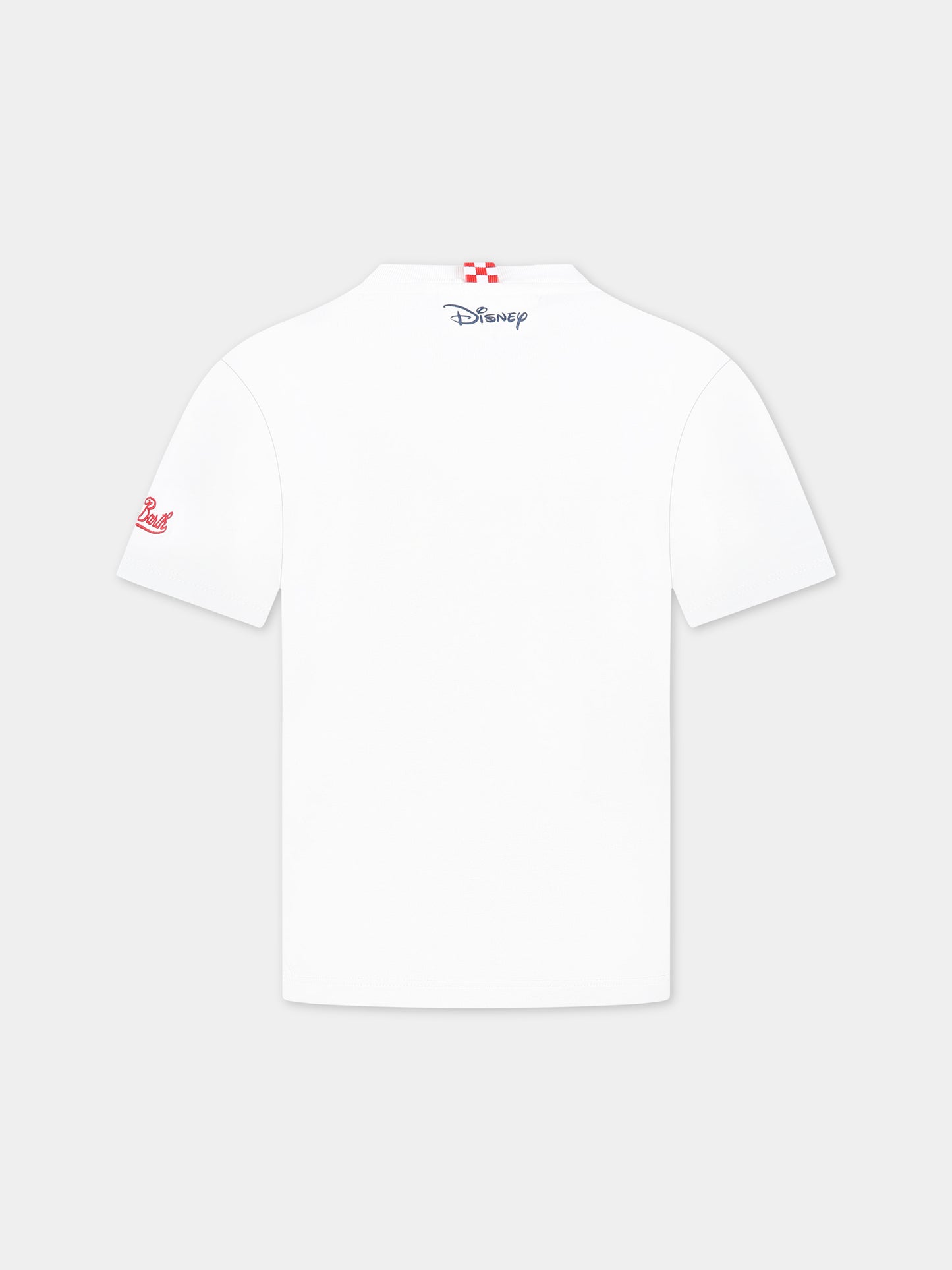 T-shirt bianca per bambino con stampa Topolino, scritta St. Barth habitué e logo,Mc2 Saint Barth,TSHIRT BOY MICKEY SB 01N EMB