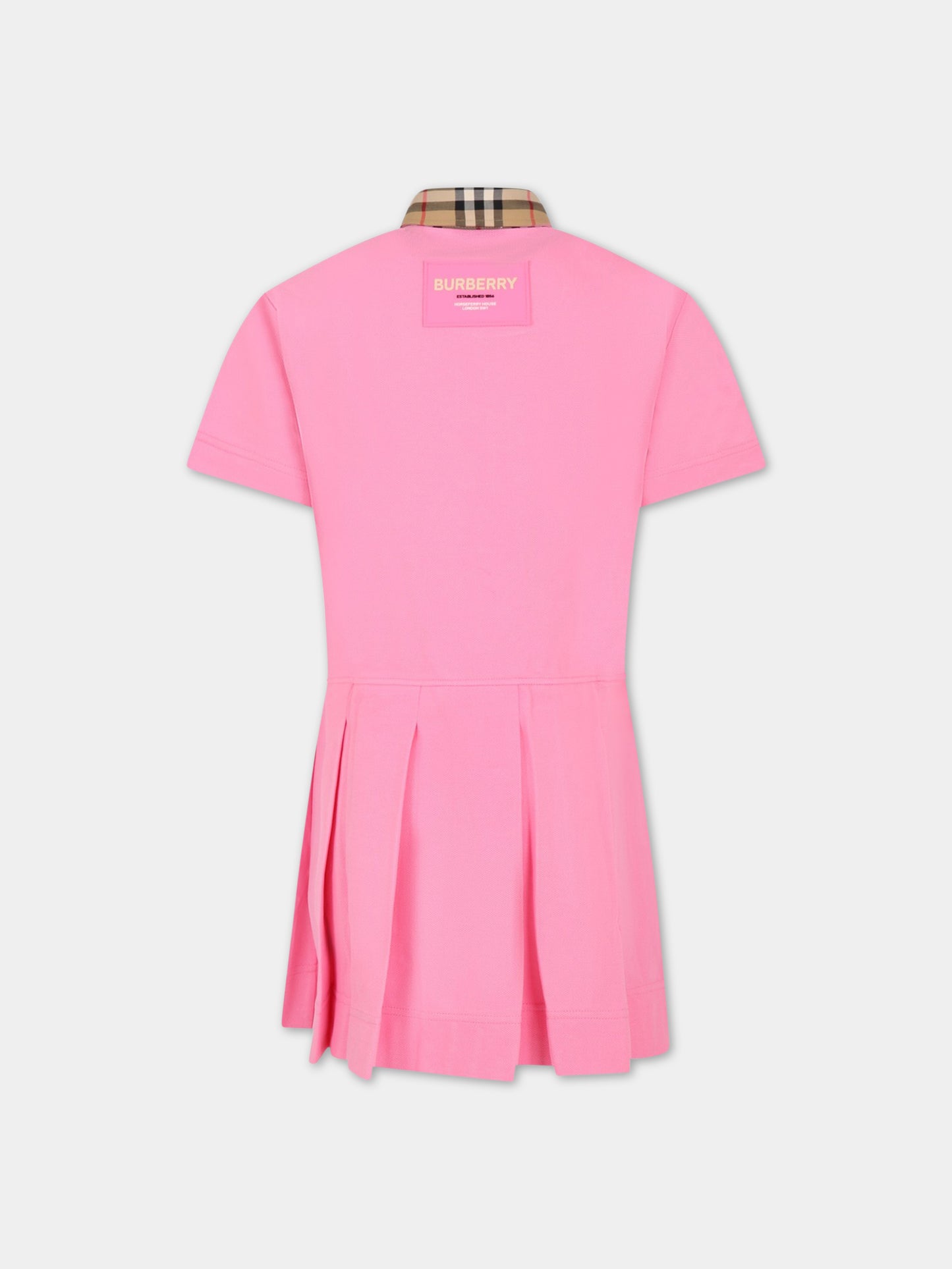 Vestito rosa per bambina con iconico check vintage,Burberry Kids,8065719