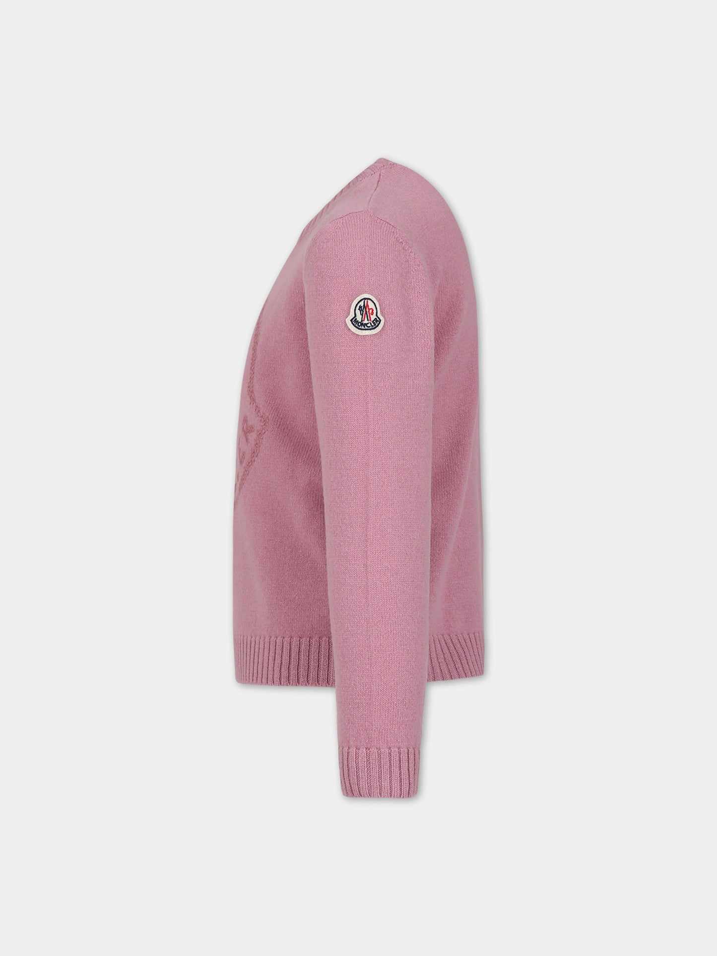 Maglione rosa per bambina con logo,Moncler Kids,954 9C00005 M1241 536