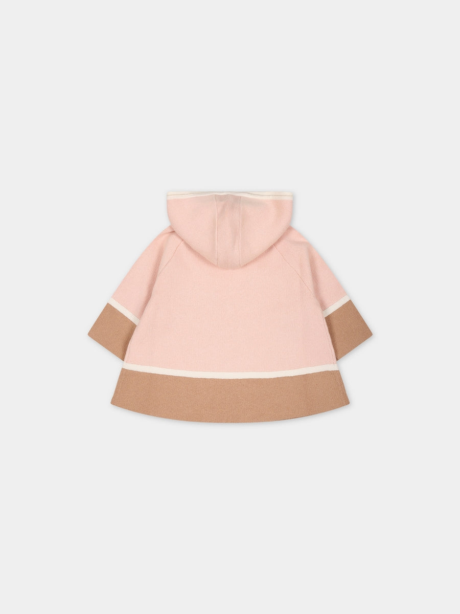 Cappotto rosa per neonata con logo,Chloé Kids,C06151 45K