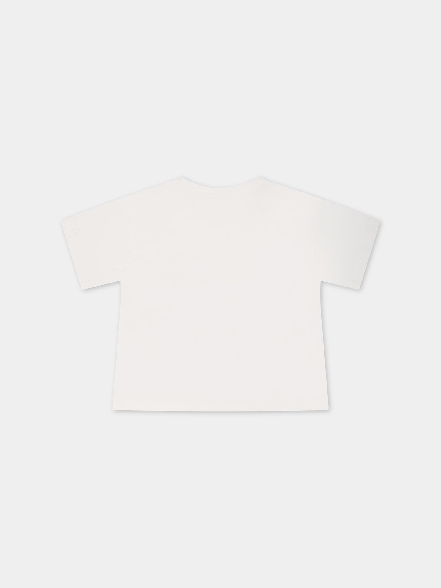 T-shirt bianca per neonato con tigre e logo,Kenzo Kids,K05505 12P