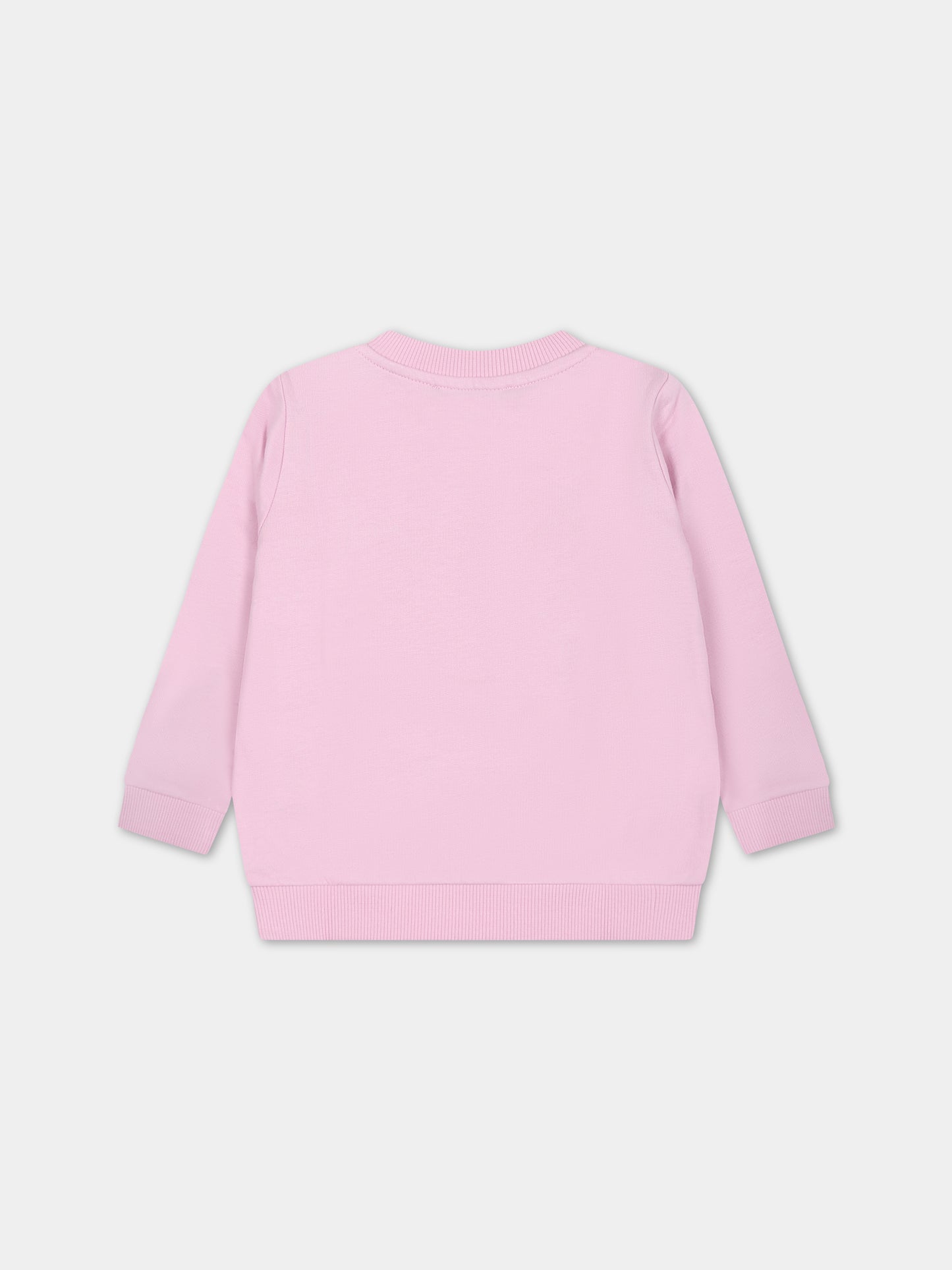 Felpa rosa per neonata con Teddy Bears e logo,Moschino Kids,MSF04Q LCA60 51684