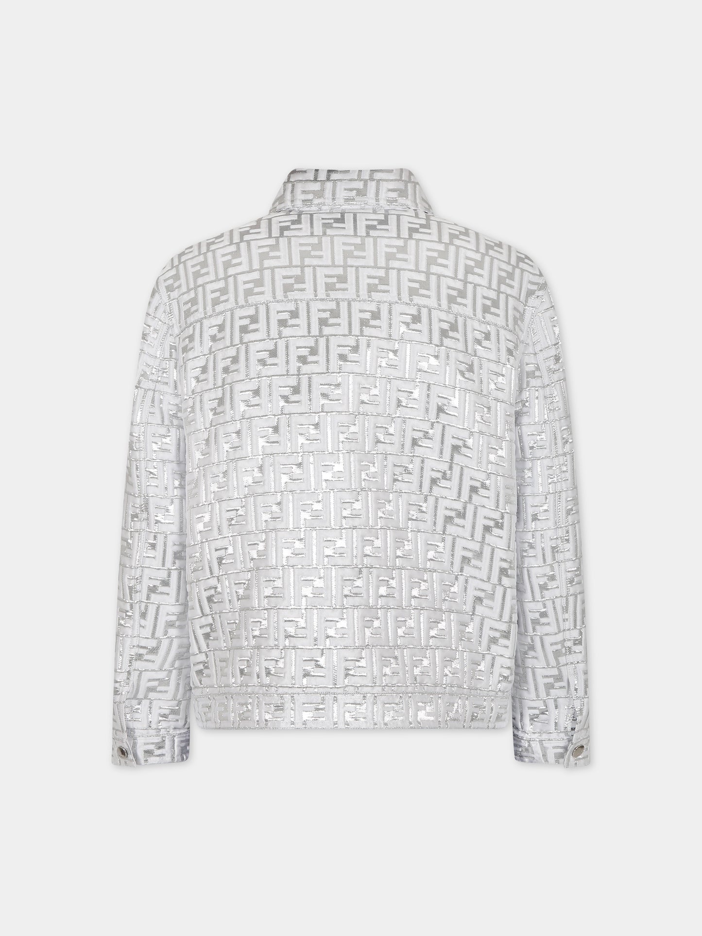 Giubbotto argento per bambina con doppia F,Fendi Kids,JUA170 AMIP F05WS