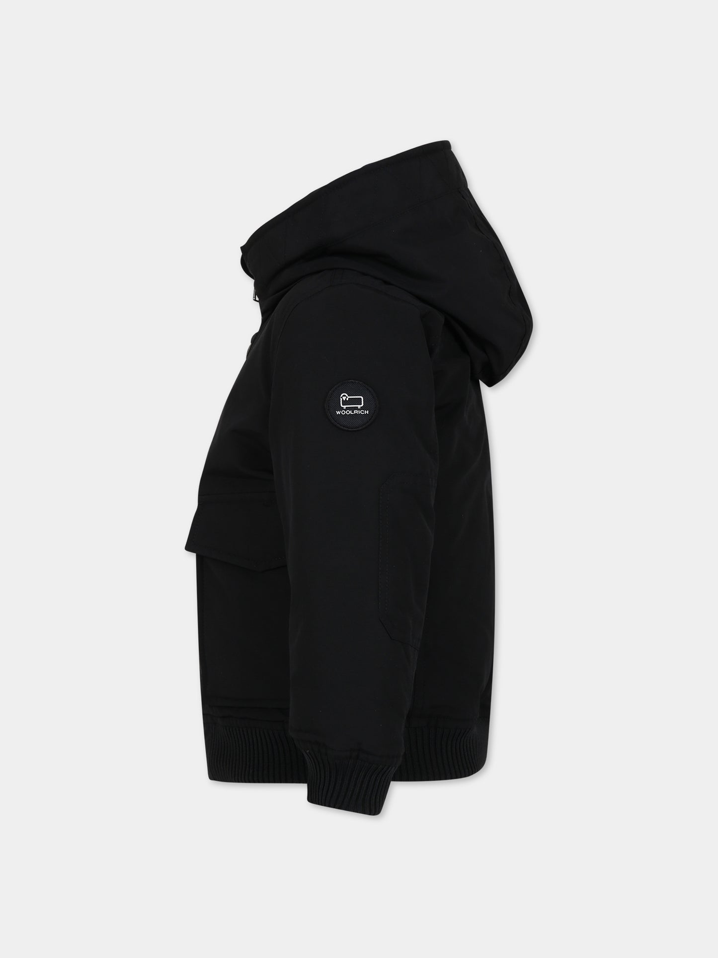Piumino nero per bambino con logo,Woolrich Kids,CFWKOU0398MRUT0641 BLK